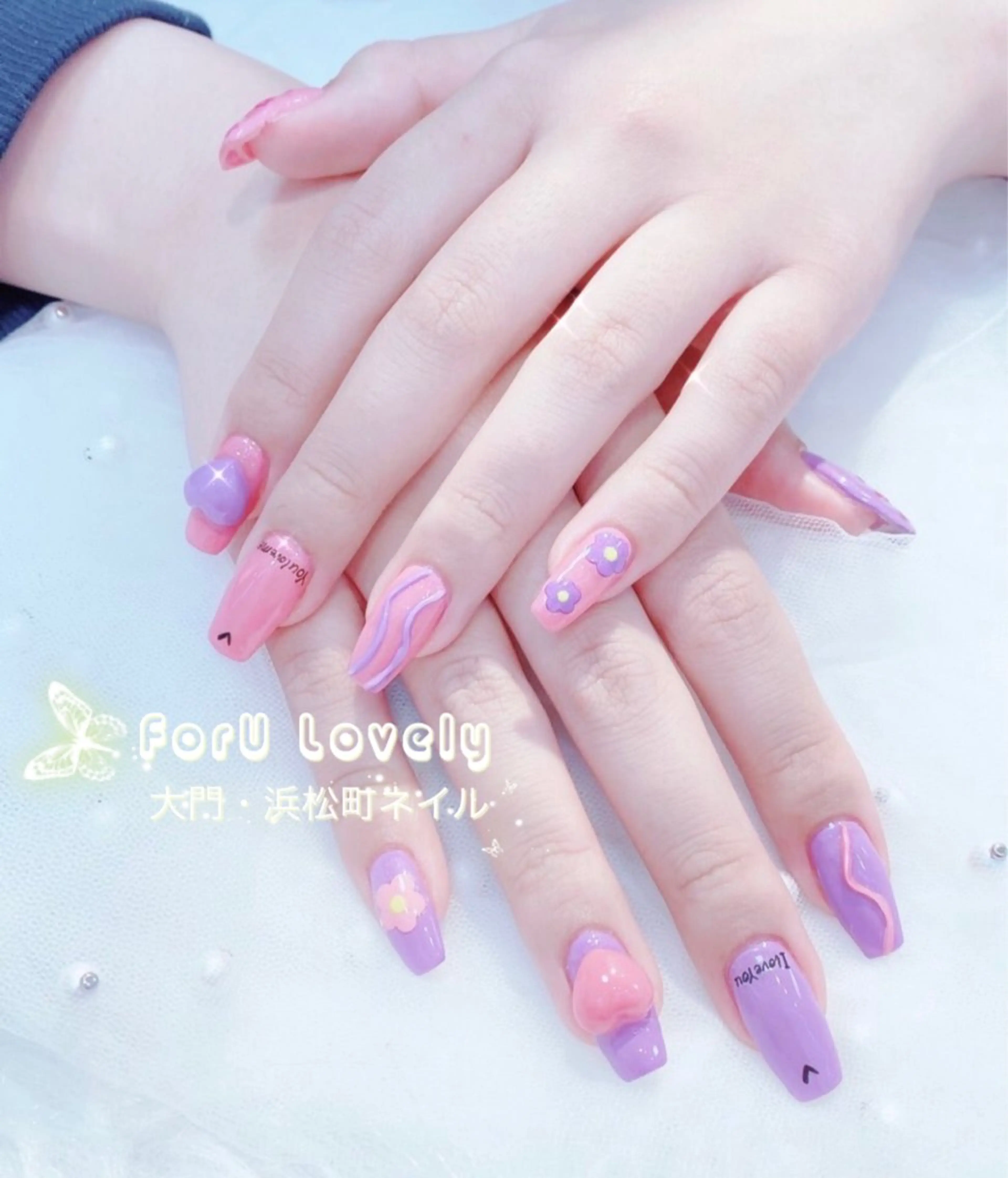 ネイル 桜ネイル フットネイル フレンチネイル ジェルネイル ハート 大門浜松町 ネイルのネイルデザイン