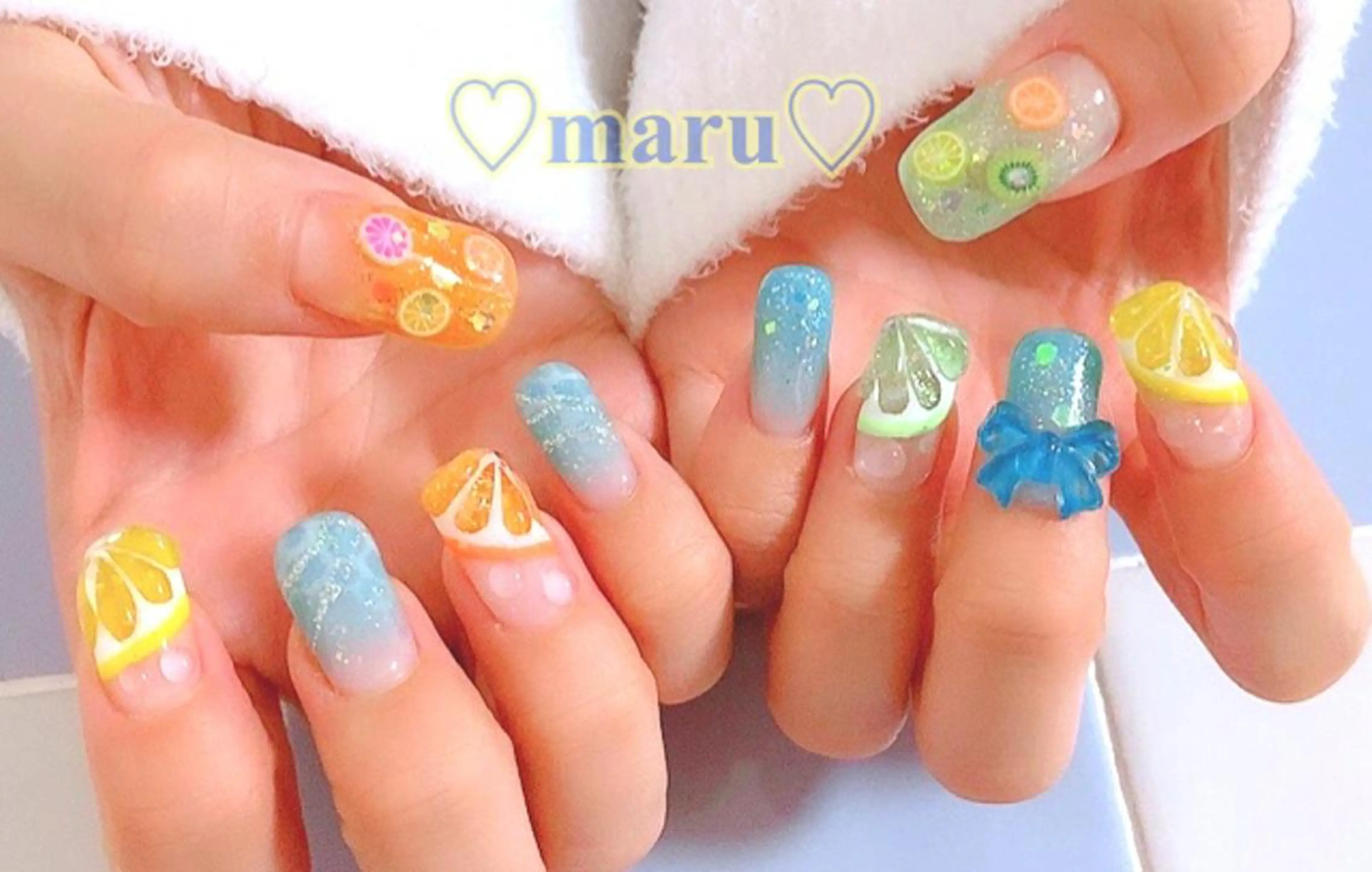 ネイル フットネイル リボン ハンドネイル フットネイル まるみ ♡のネイルデザイン