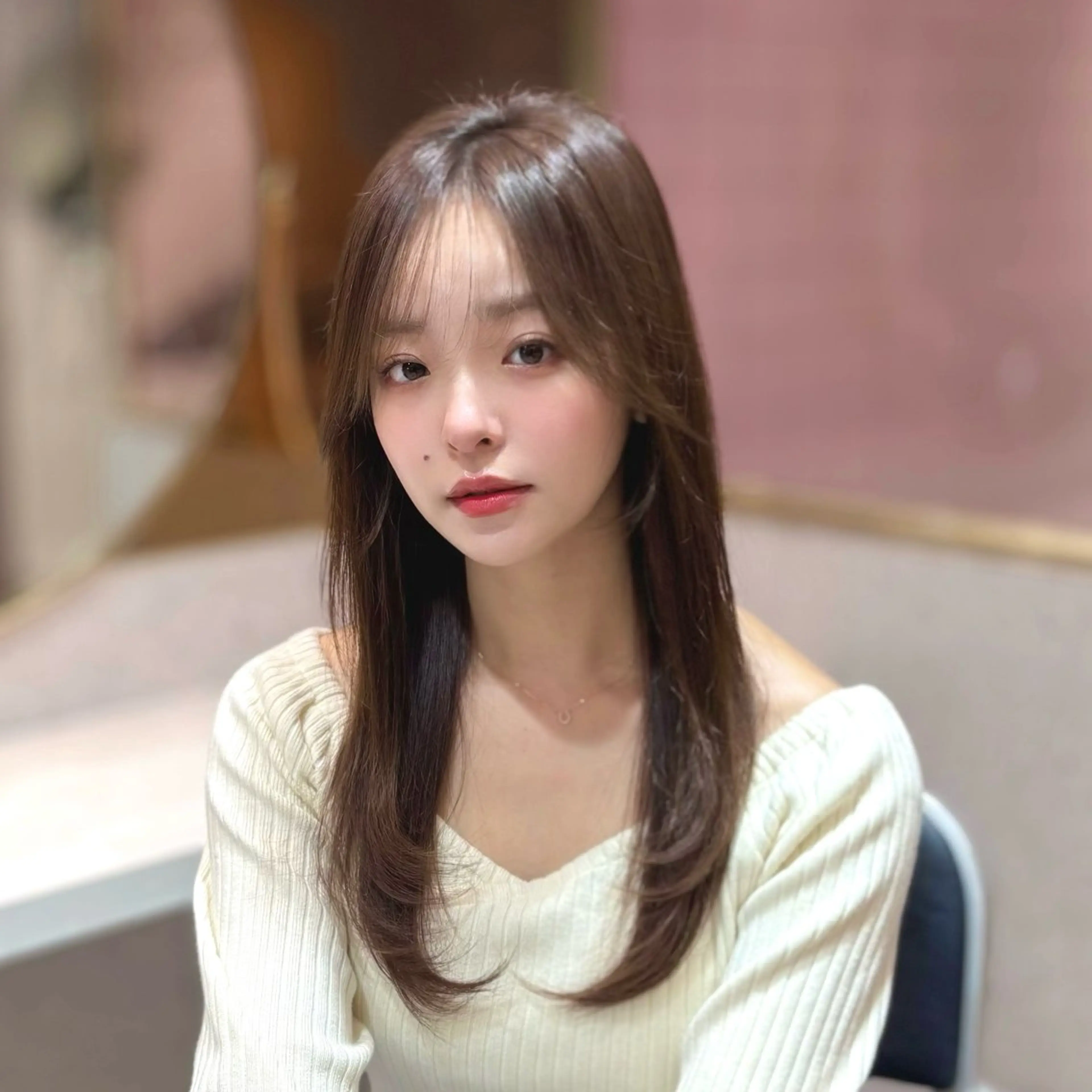 ミディアム カラー パーマ ヘアアレンジ メンズ キッズ カット トリートメント 新宿/小顔レイヤー/ 顔まわり/西慶太朗のヘアスタイル