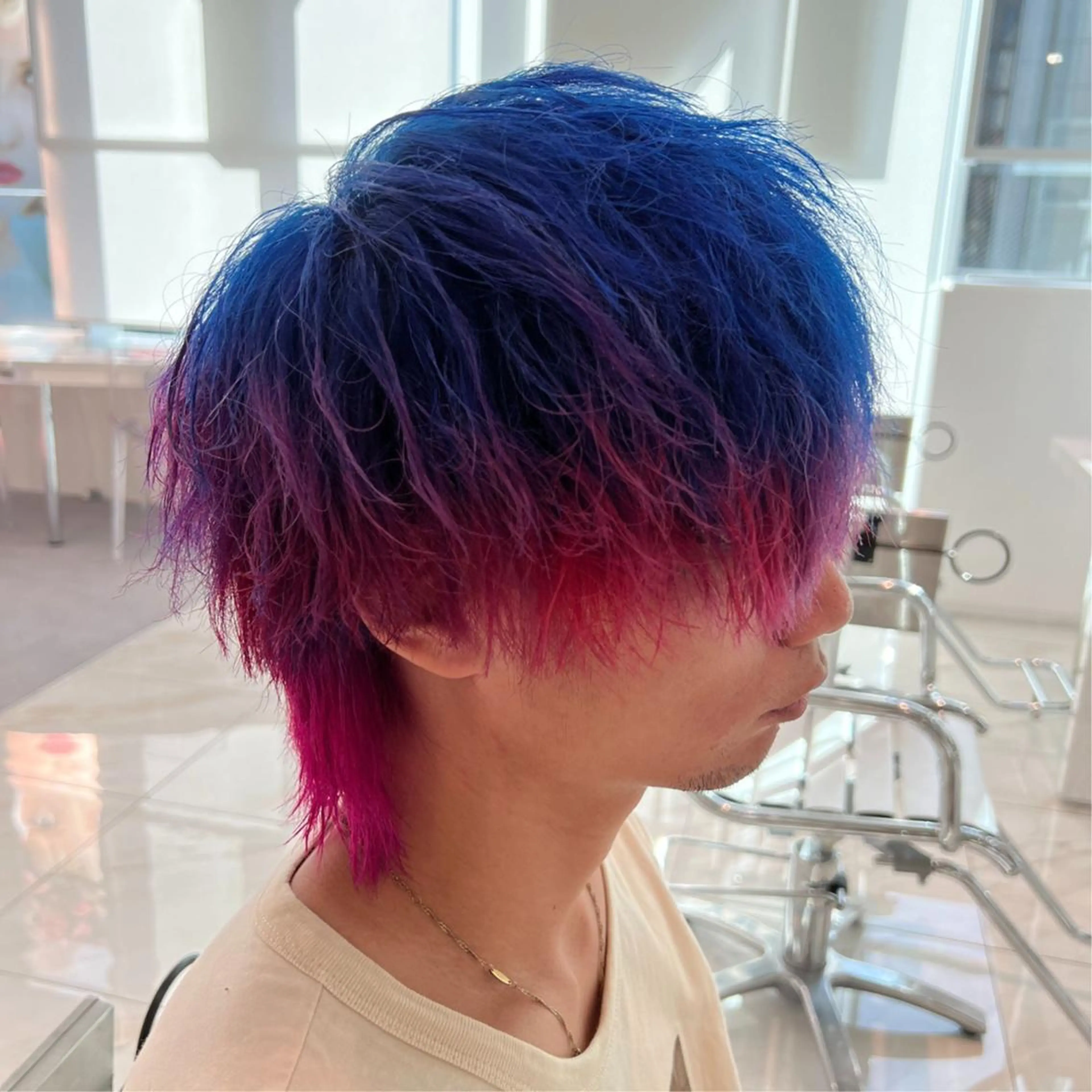 カラー ミディアム メンズ パーマ ミディアムパーマ メンズブリーチ メンズパーマ ブリーチ ケアブリーチ NYNY姫路本店 メンズパーマ藤川時也のヘアスタイル