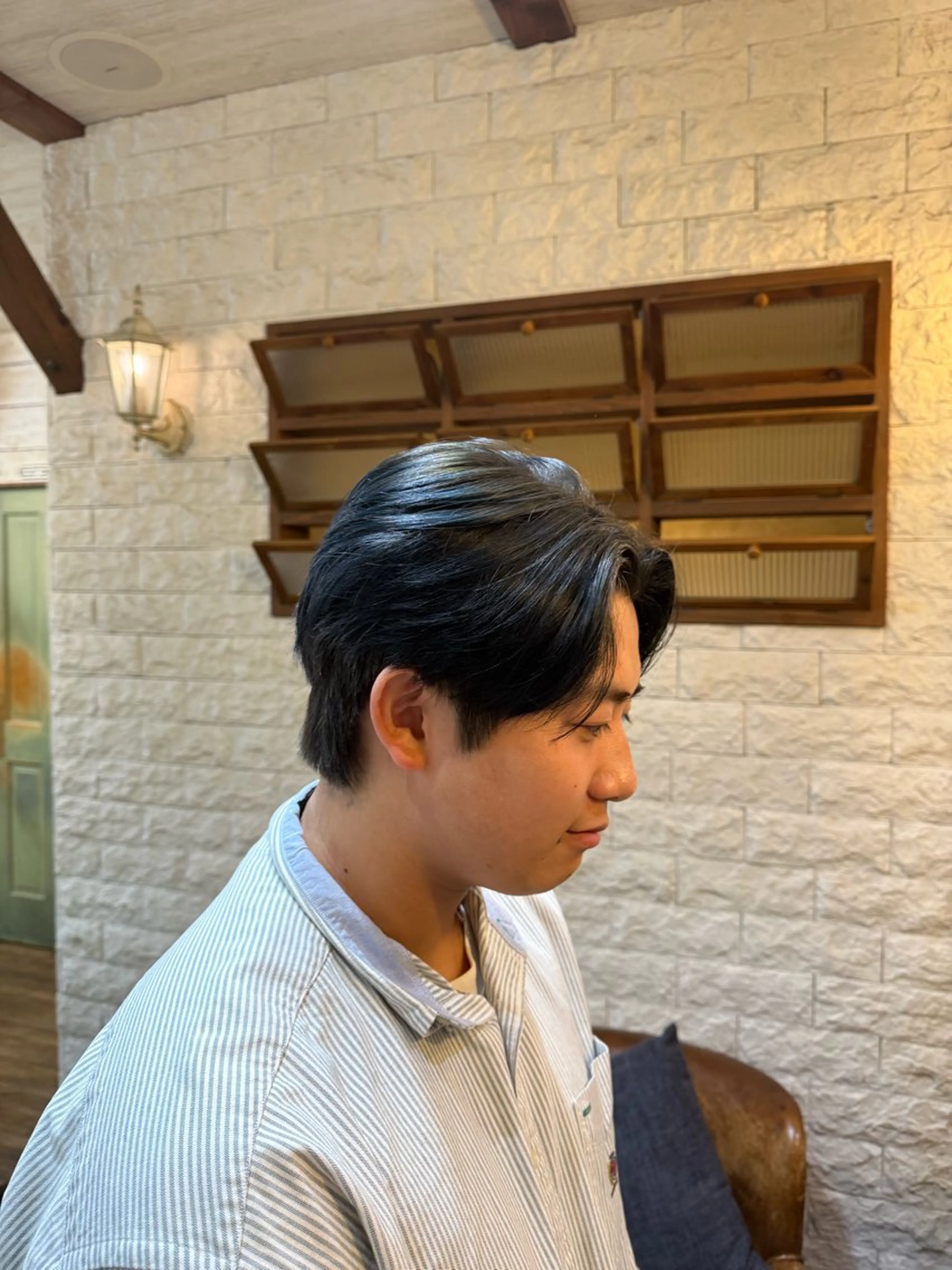 メンズ センターパート 赤木蓮/メンズ特化 パーマ/ハイトーンのヘアスタイル