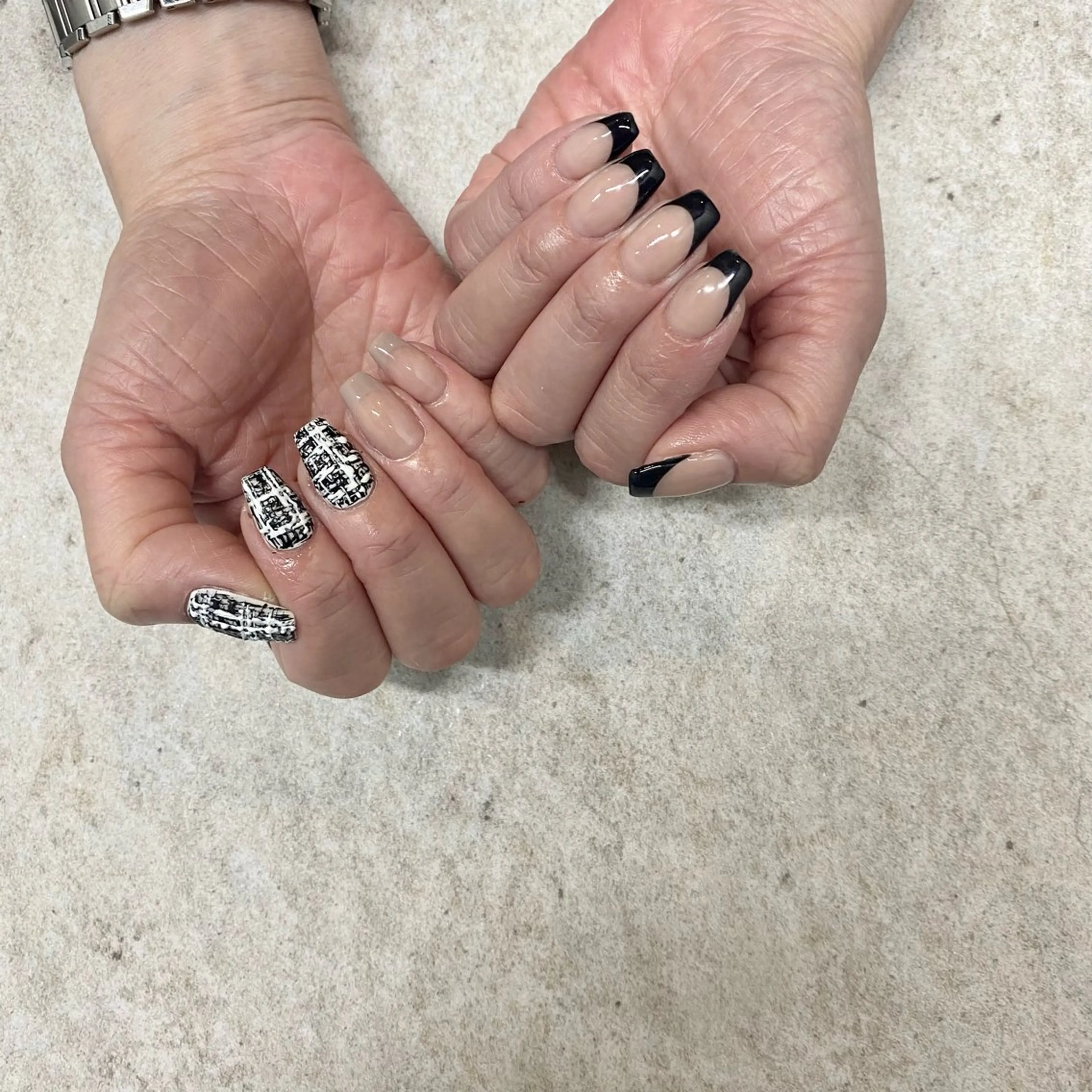 ネイル フレンチネイル ツイードネイル ハンドネイル 山﨑 葉月のネイルデザイン