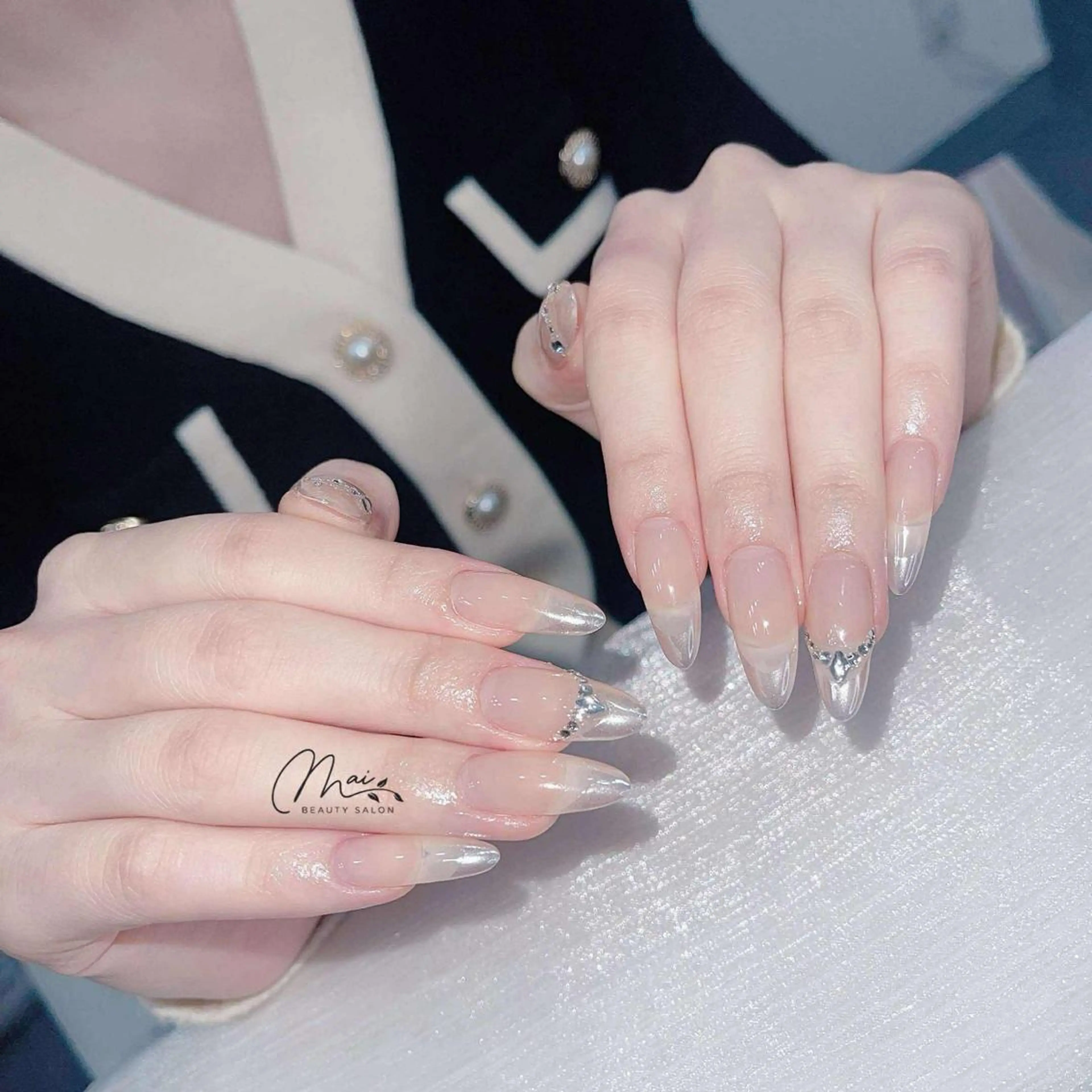 ネイル オーロラネイル 長さ出し フラッシュネイル フレンチネイル ジェルネイル MaiBeauty HaNaのネイルデザイン