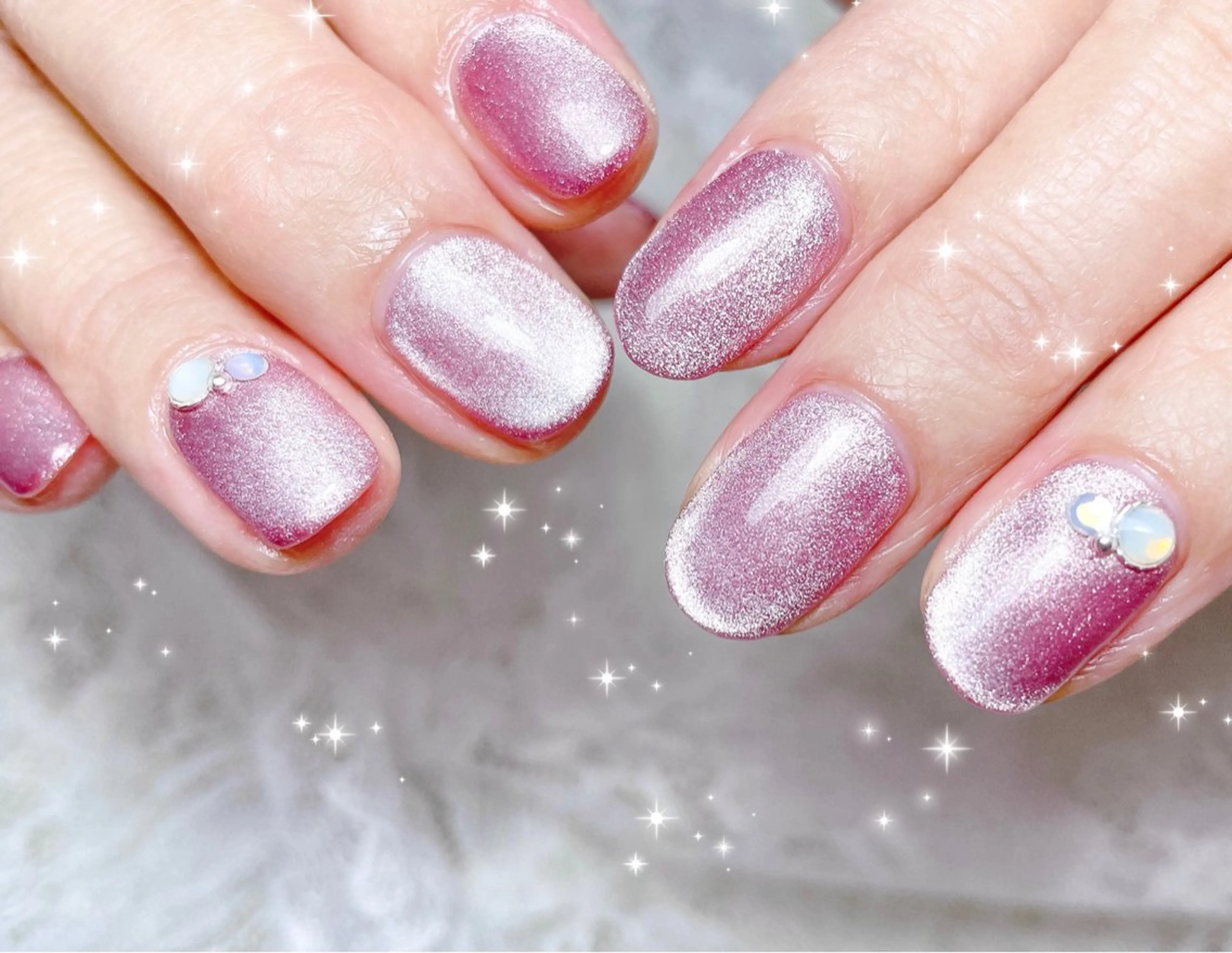 ネイル マグネットネイル ピンク ハンドネイル FLARE NAIL フレアネイルのネイルデザイン