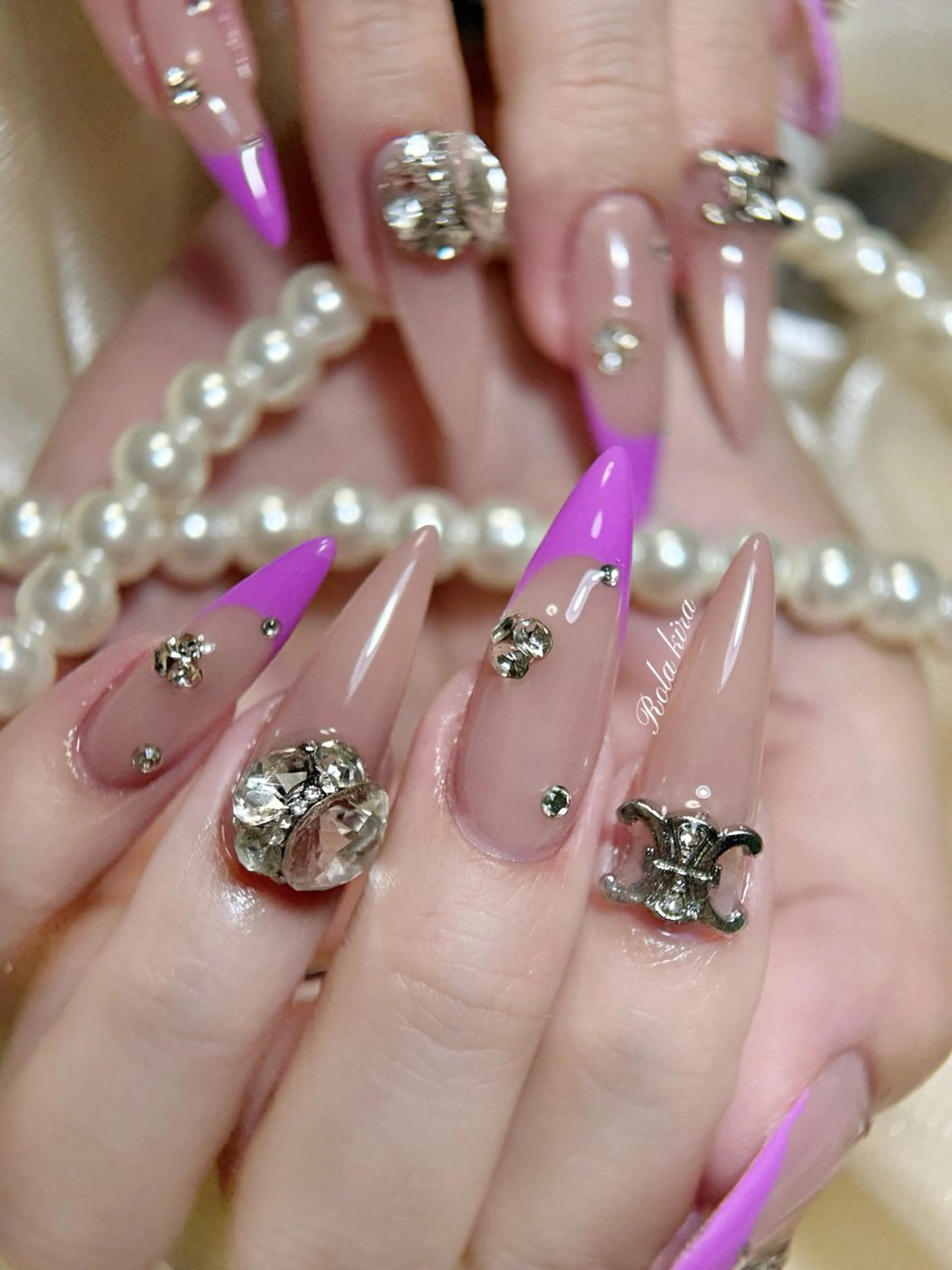 ネイル チークネイル 長さ出し フレンチネイル ジェルネイル 韓国ネイル Rola kira nail salon所属・Rola kira 麗のネイルデザイン