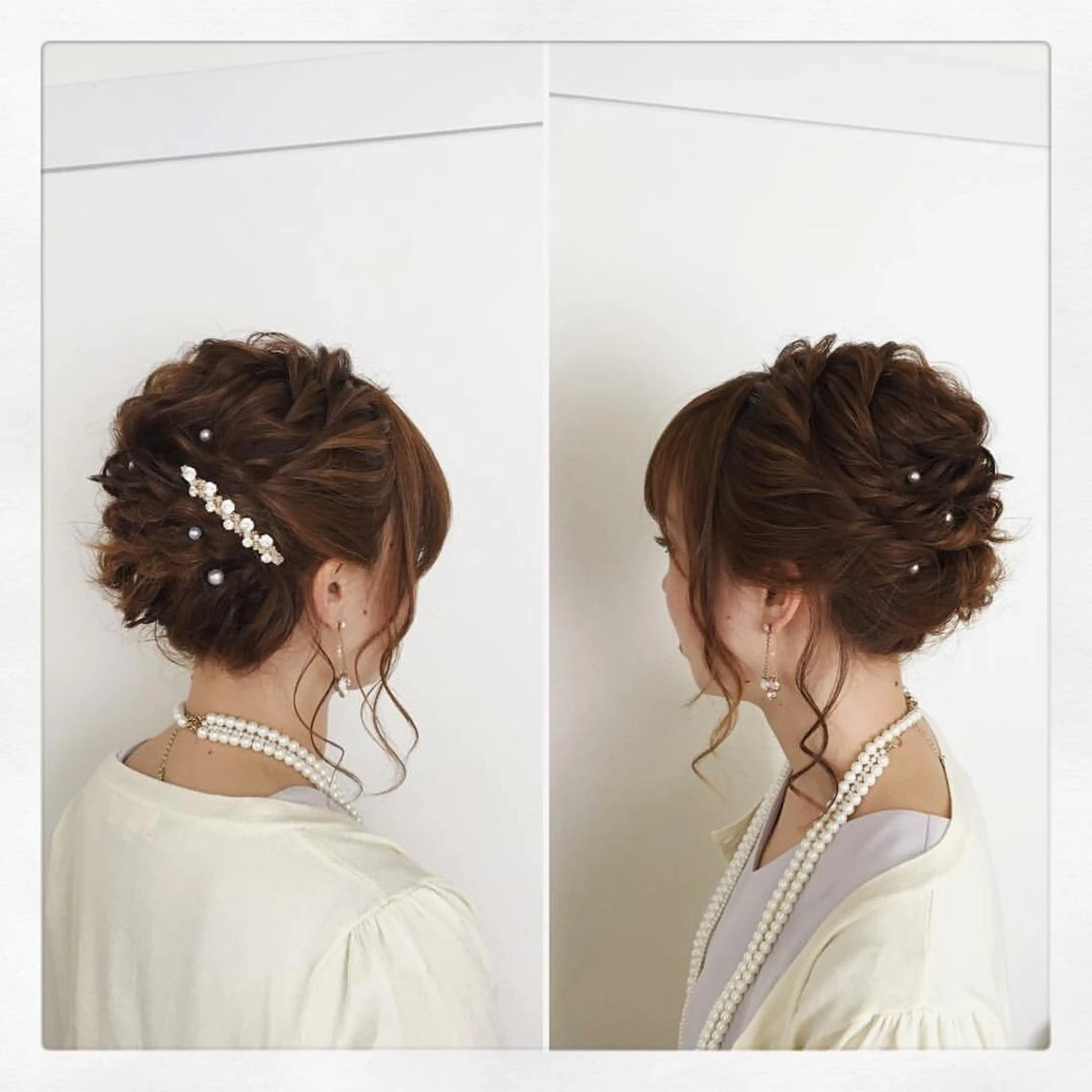 セミロング ヘアアレンジ 結婚式・ブライダル KANA カナのマツエク・マツパデザイン