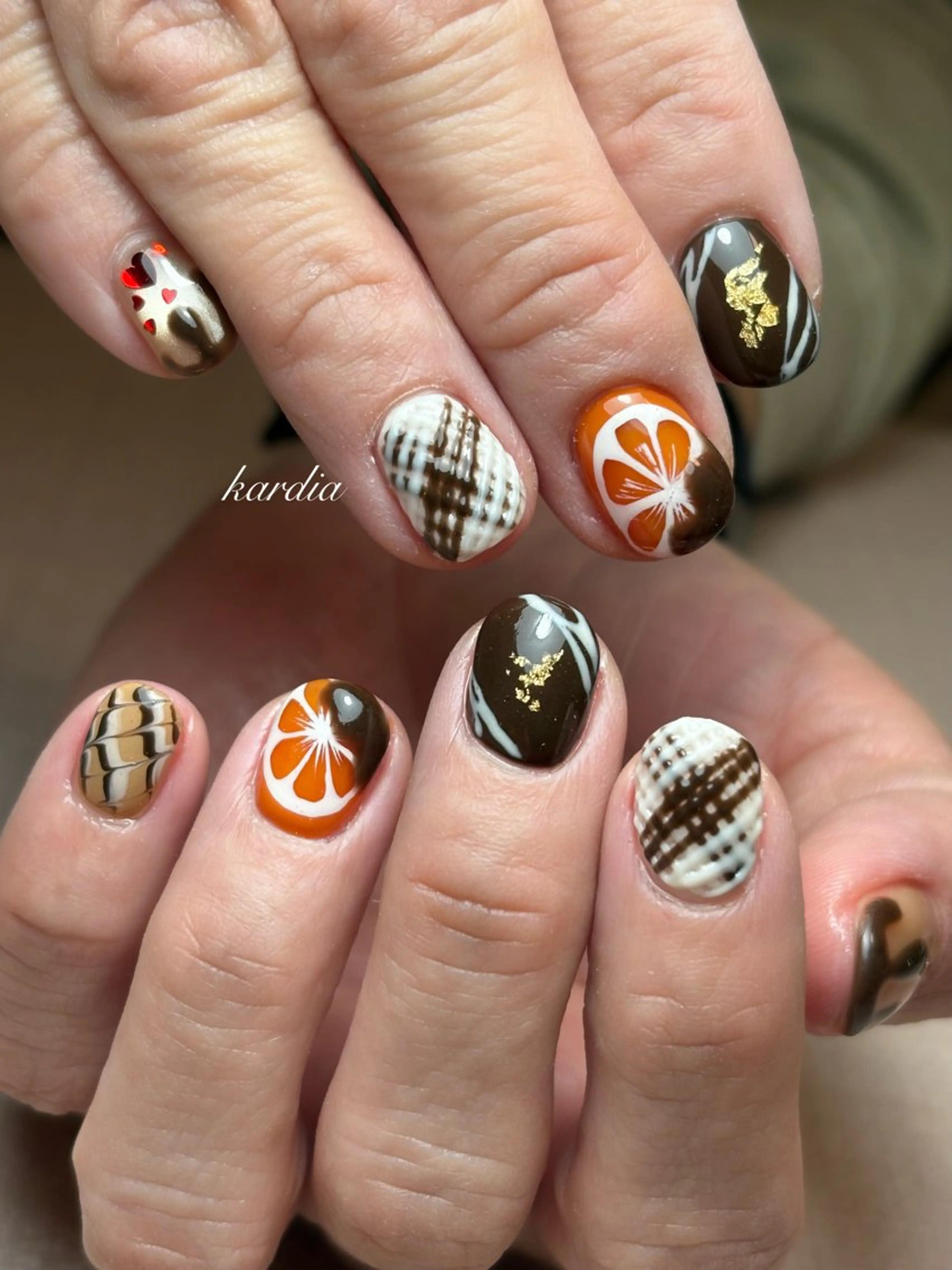 ネイル ハンドネイル καρδιά -ｶﾙﾃﾞｨｱ-のネイルデザイン