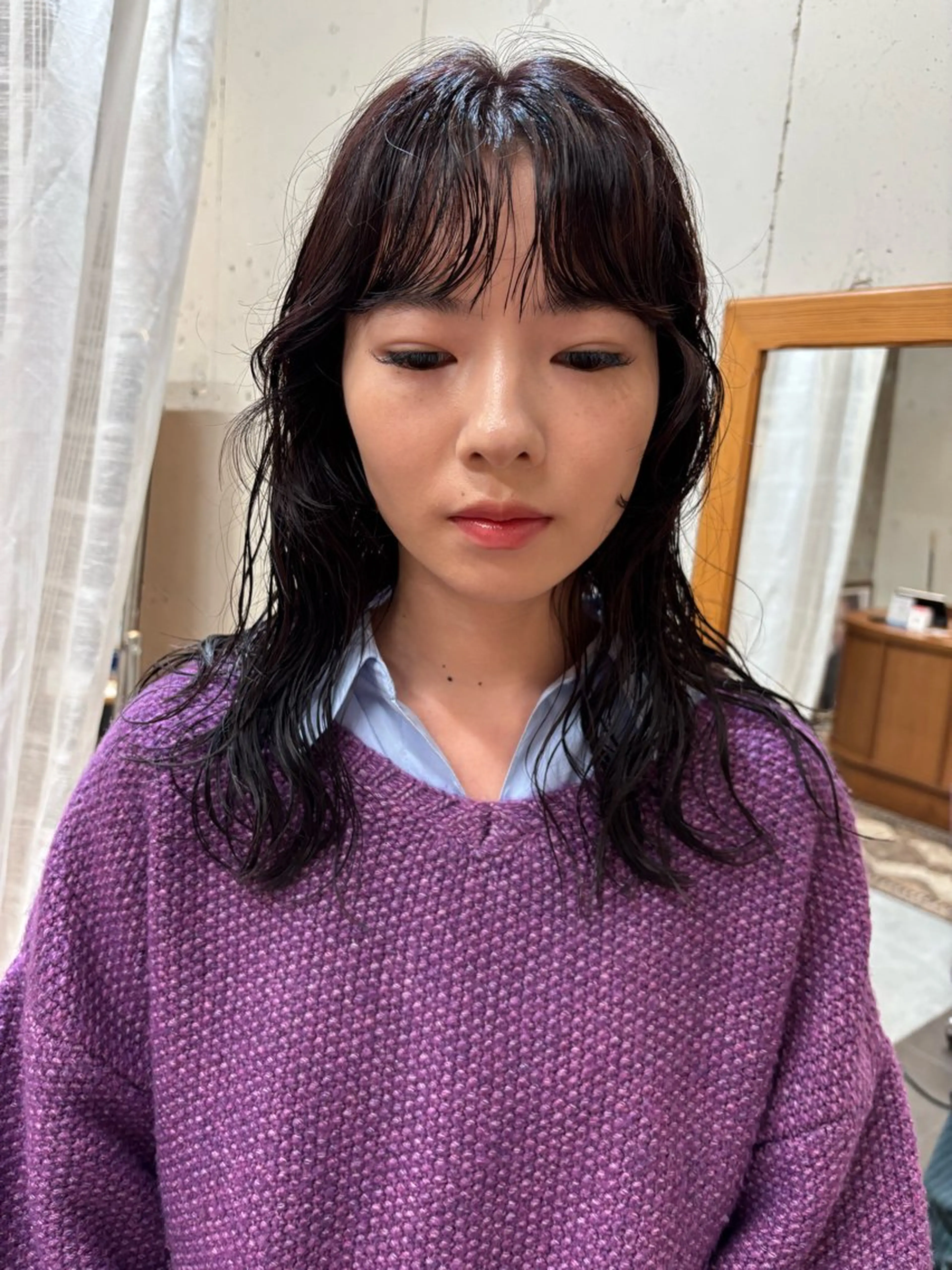 セミロング カラー パーマ 永田 愛莉のヘアスタイル