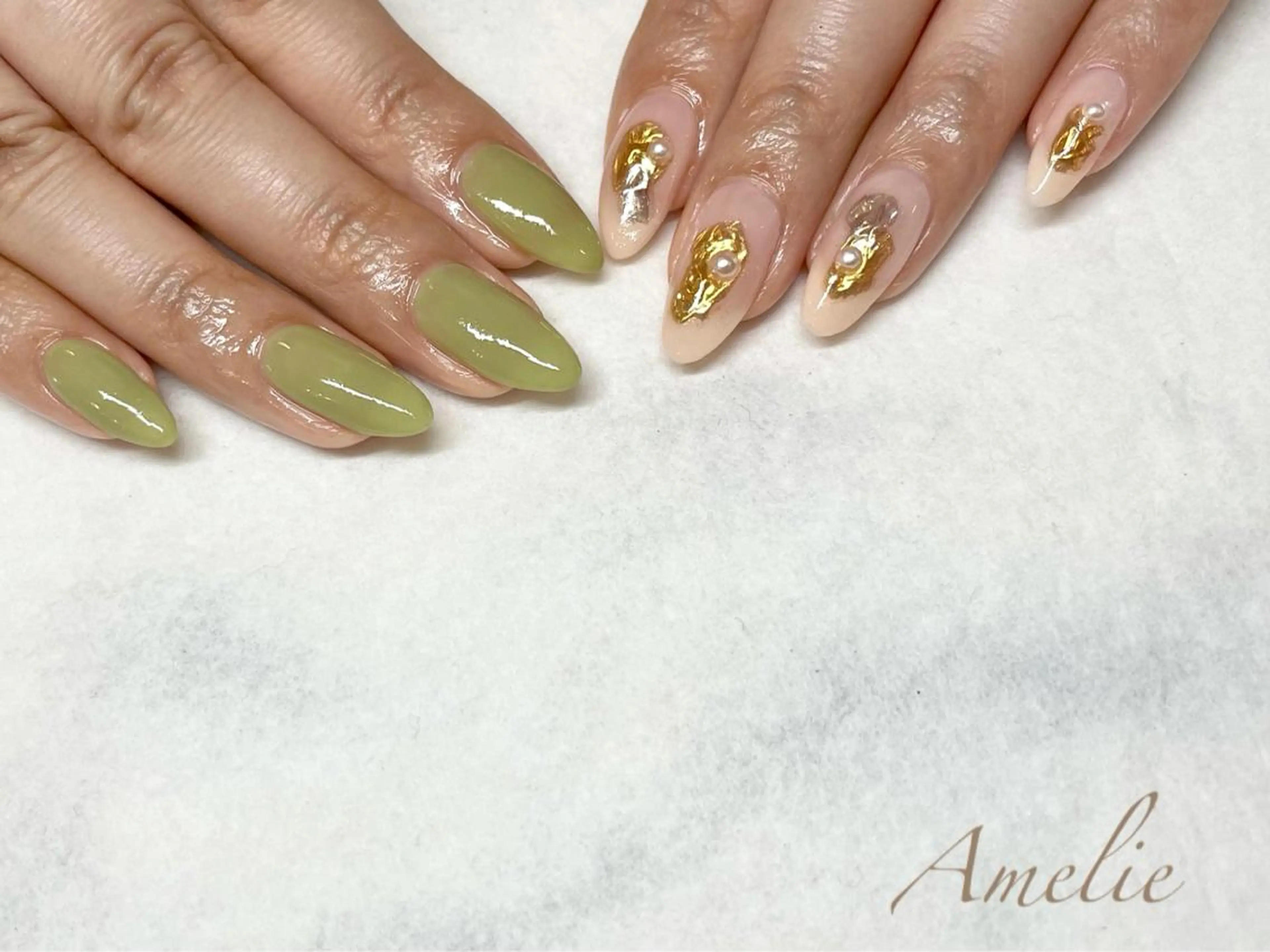 ネイル ニュアンスネイル ワンカラーネイル ピスタチオネイル yo koのネイルデザイン