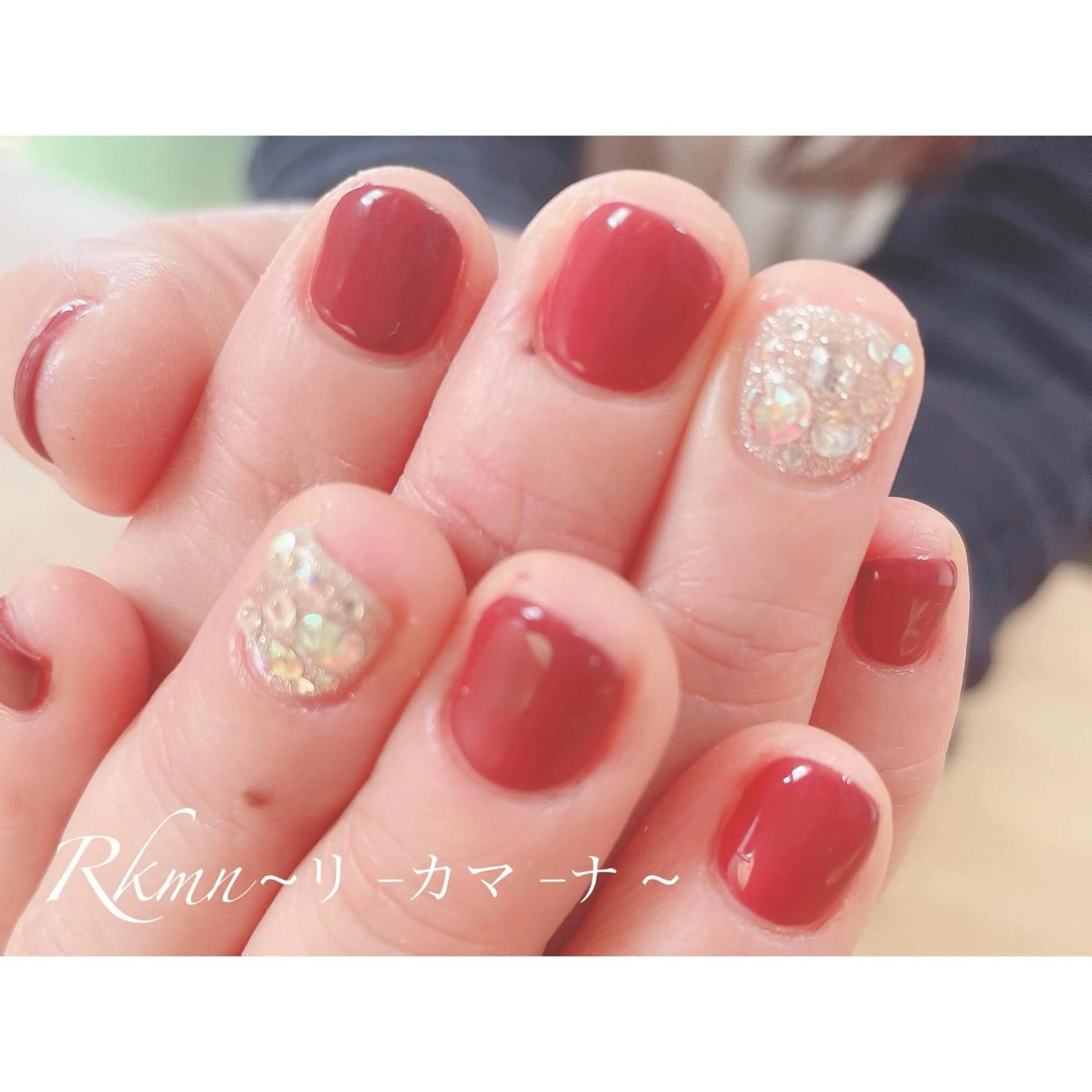 ネイル アートネイル ボルドー フレンチネイル ジェルネイル グラデーション ハンドネイル フットネイル ハンドケア Rkmn ~リ-カマ-ナ~のネイルデザイン