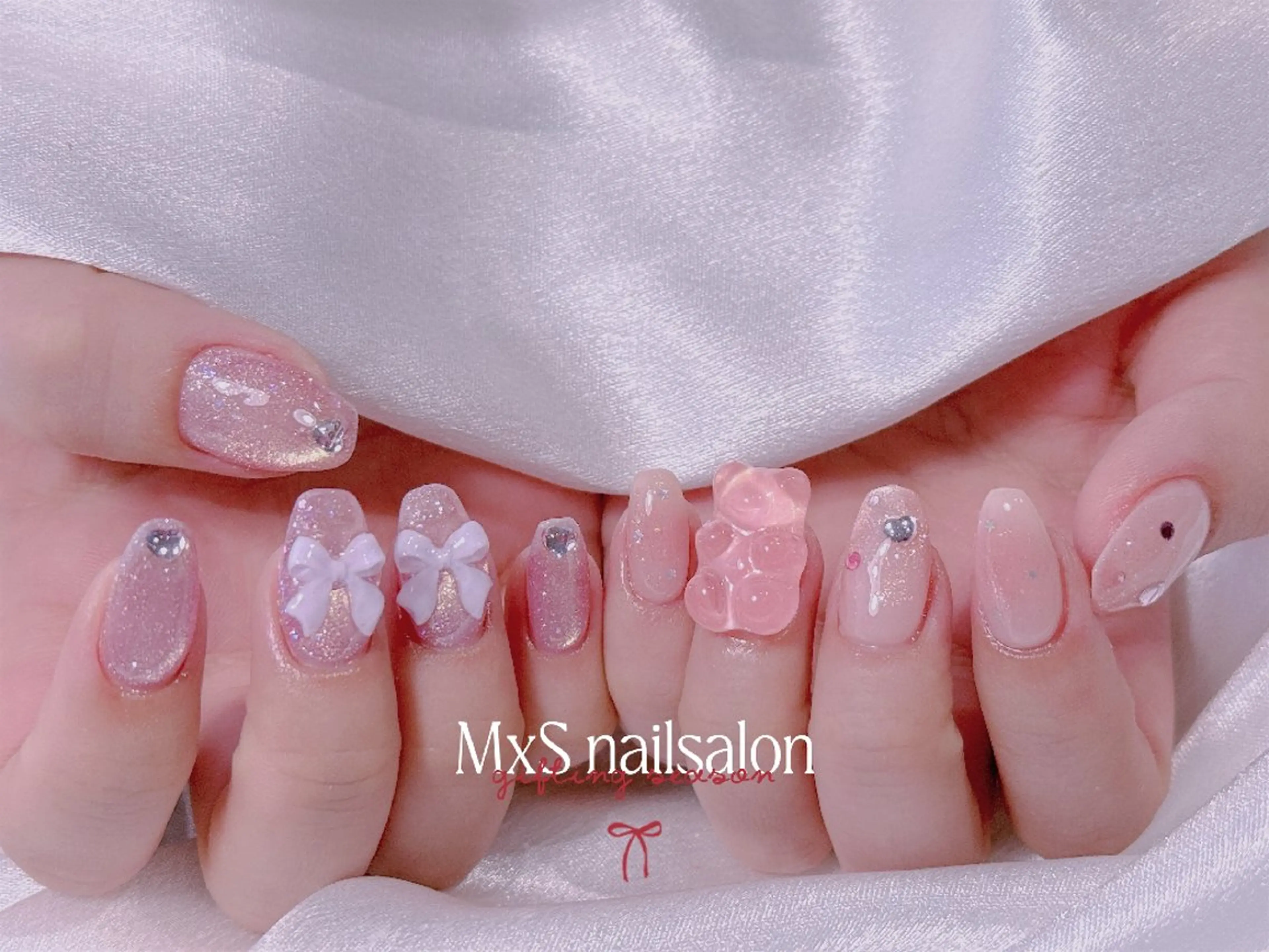 ネイル ジェルネイル マグネットネイル パラジェル 春ネイル ワンホンネイル ハンドネイル MxS Nail 【長さだし/フィルイン/マグネット/ワンホンネイル/韓国ネイル/パラジェル】所属・M×S Nail みなのネイルデザイン