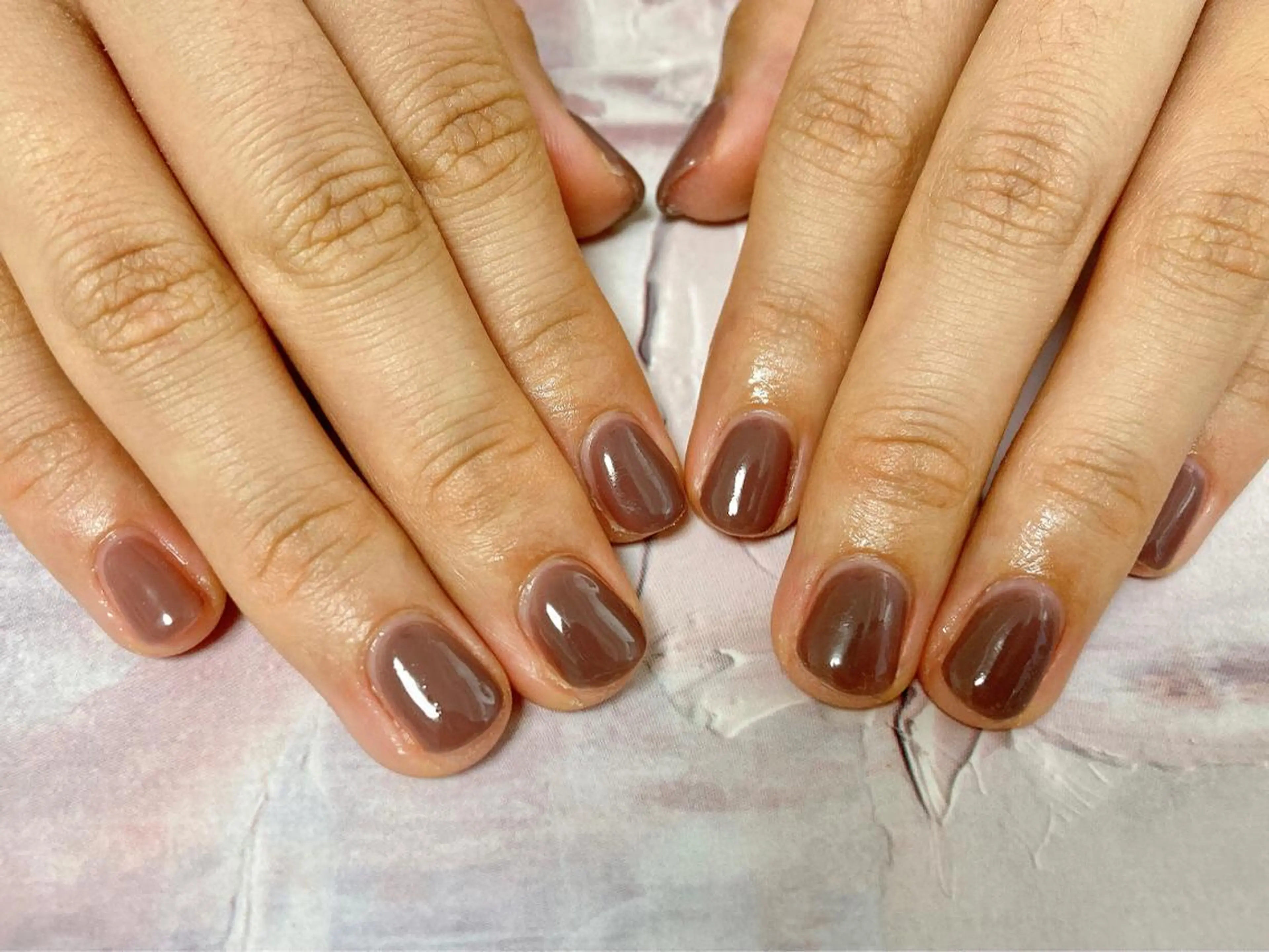 ネイル ブラウン ハンドネイル Mogu nail 二子玉川のネイルデザイン