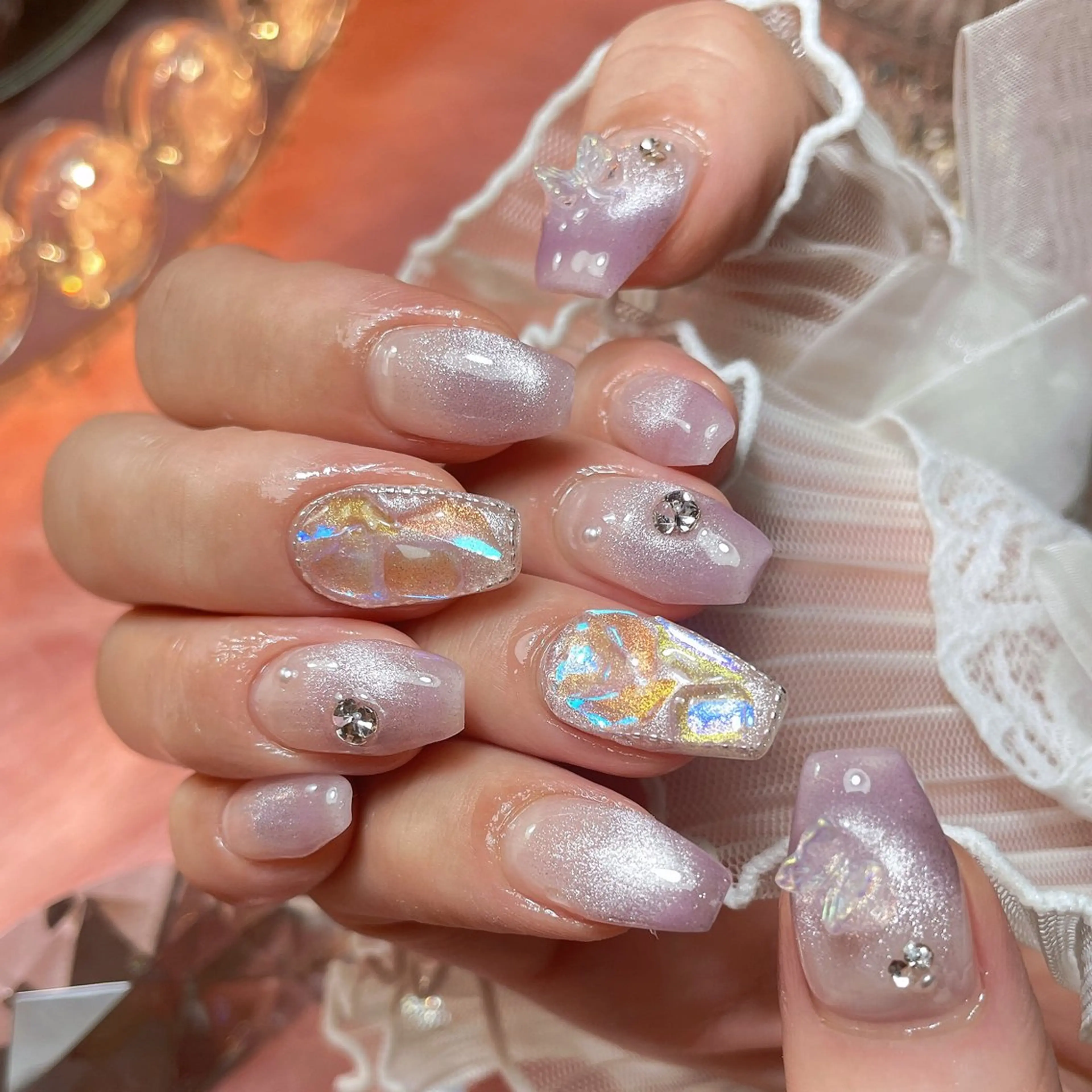 ネイル 23時まで❤︎韓国、 ワンホンネイルのネイルデザイン