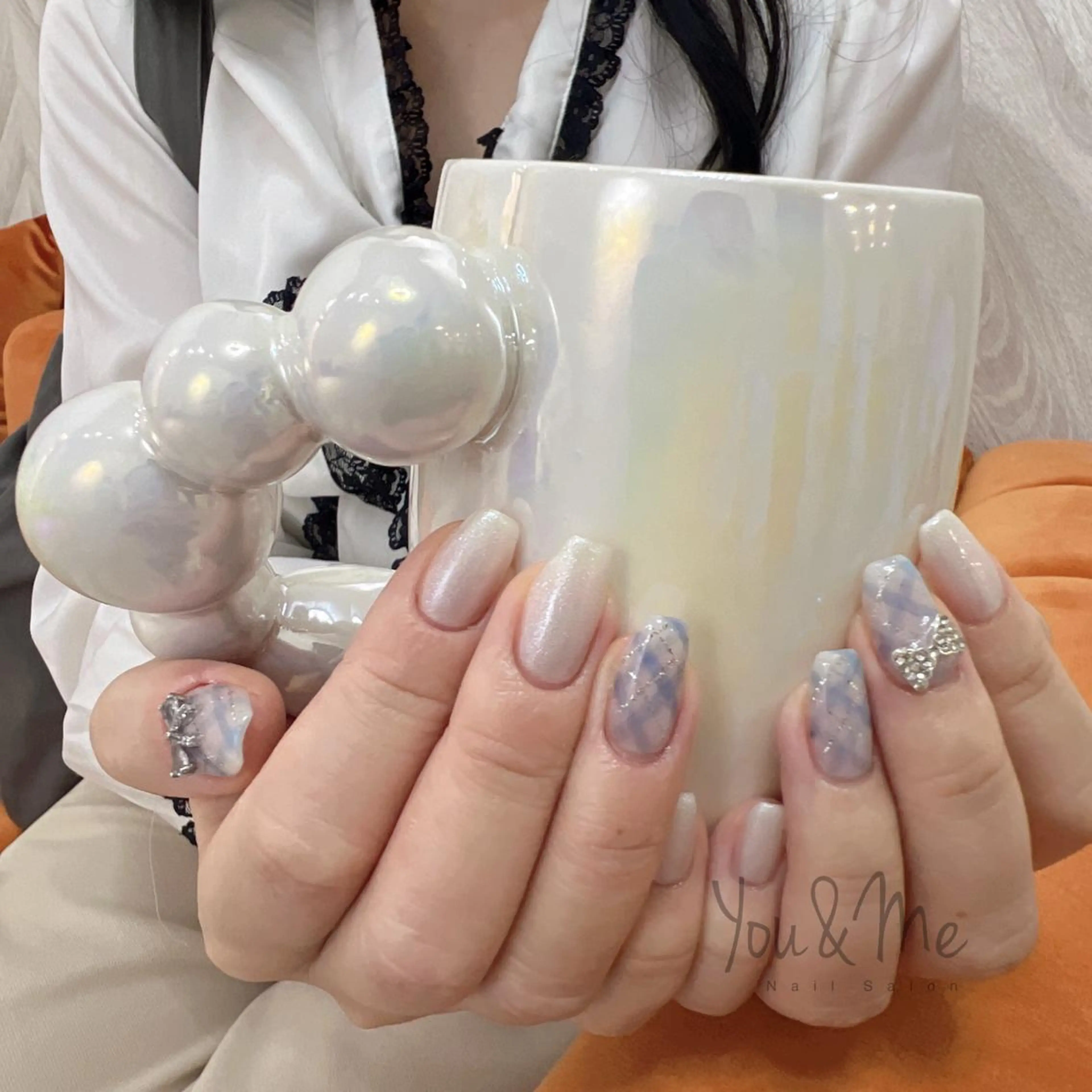 ネイル アートネイル フラッシュネイル フレンチネイル ジェルネイル ガラスフレンチ You&Me Yukiのネイルデザイン