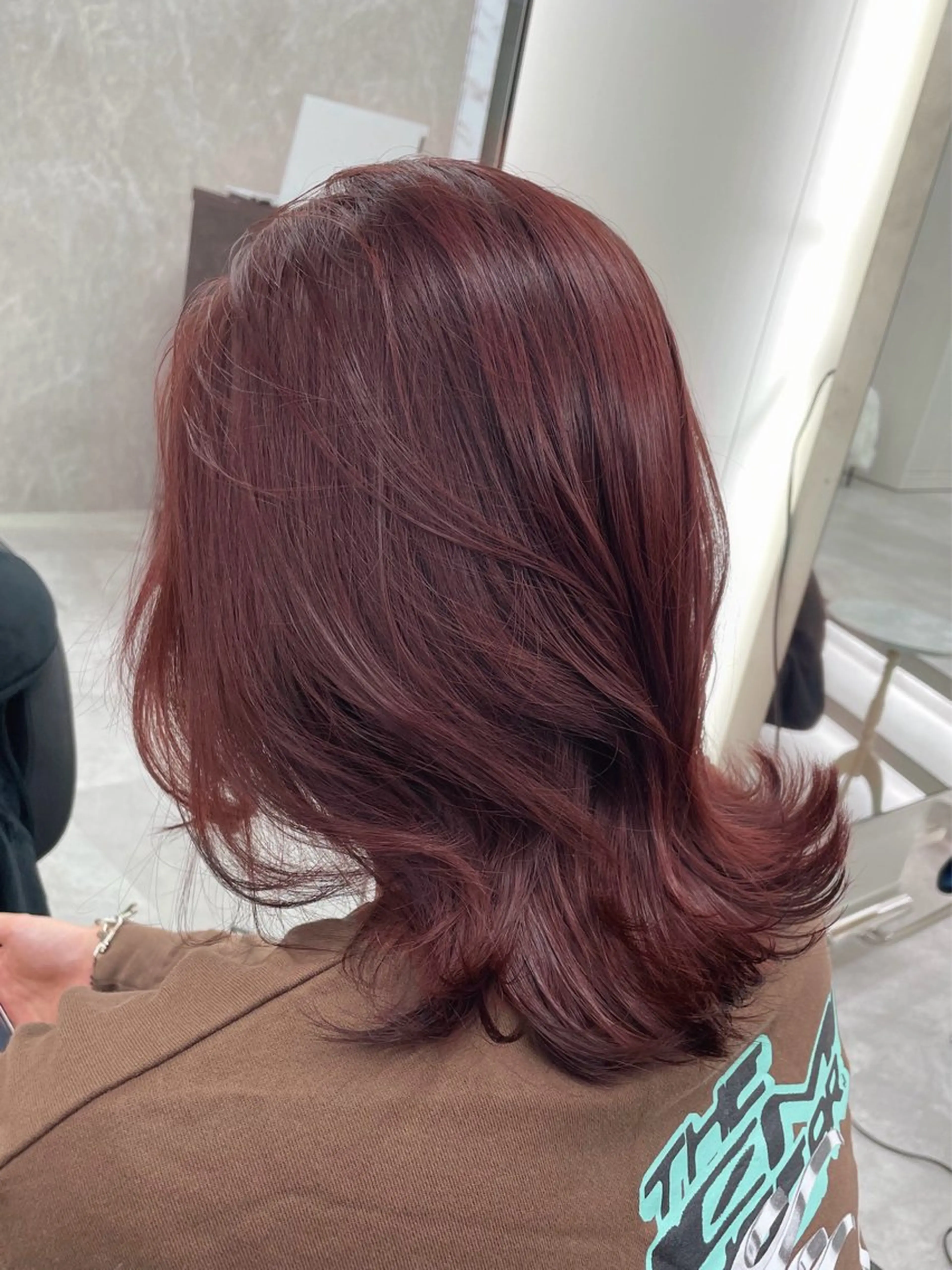 ミディアム カラー 心斎橋/ブリーチなし 髪質改善/レイヤーのヘアスタイル