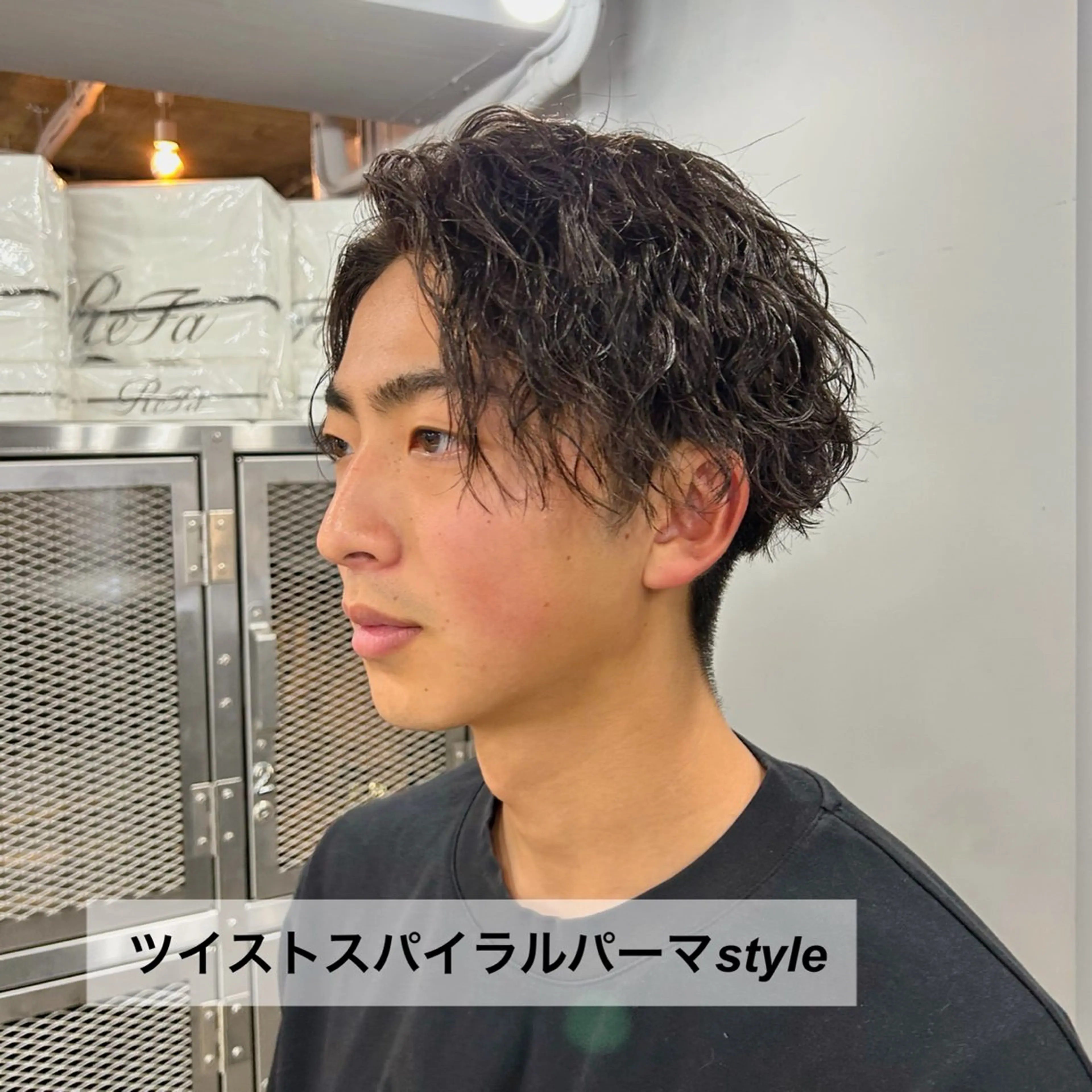 ショート メンズ メンズパーマ 天王寺/メンズパーマ /フェード/河本かほのヘアスタイル