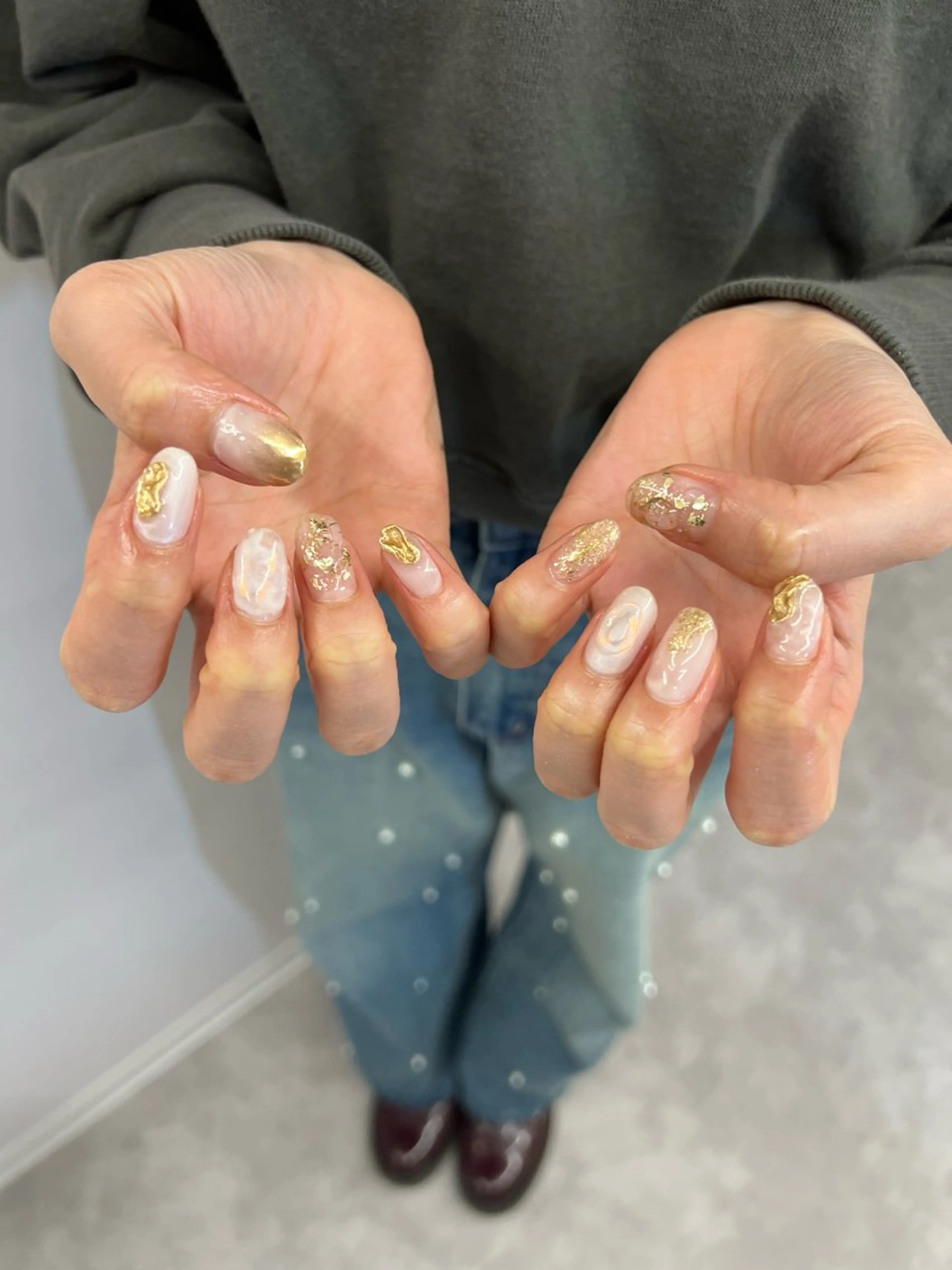 ネイル ジェルネイル ゴールド 韓国ネイル ニュアンスネイル パラジェル Bana_ Nailのその他イメージ