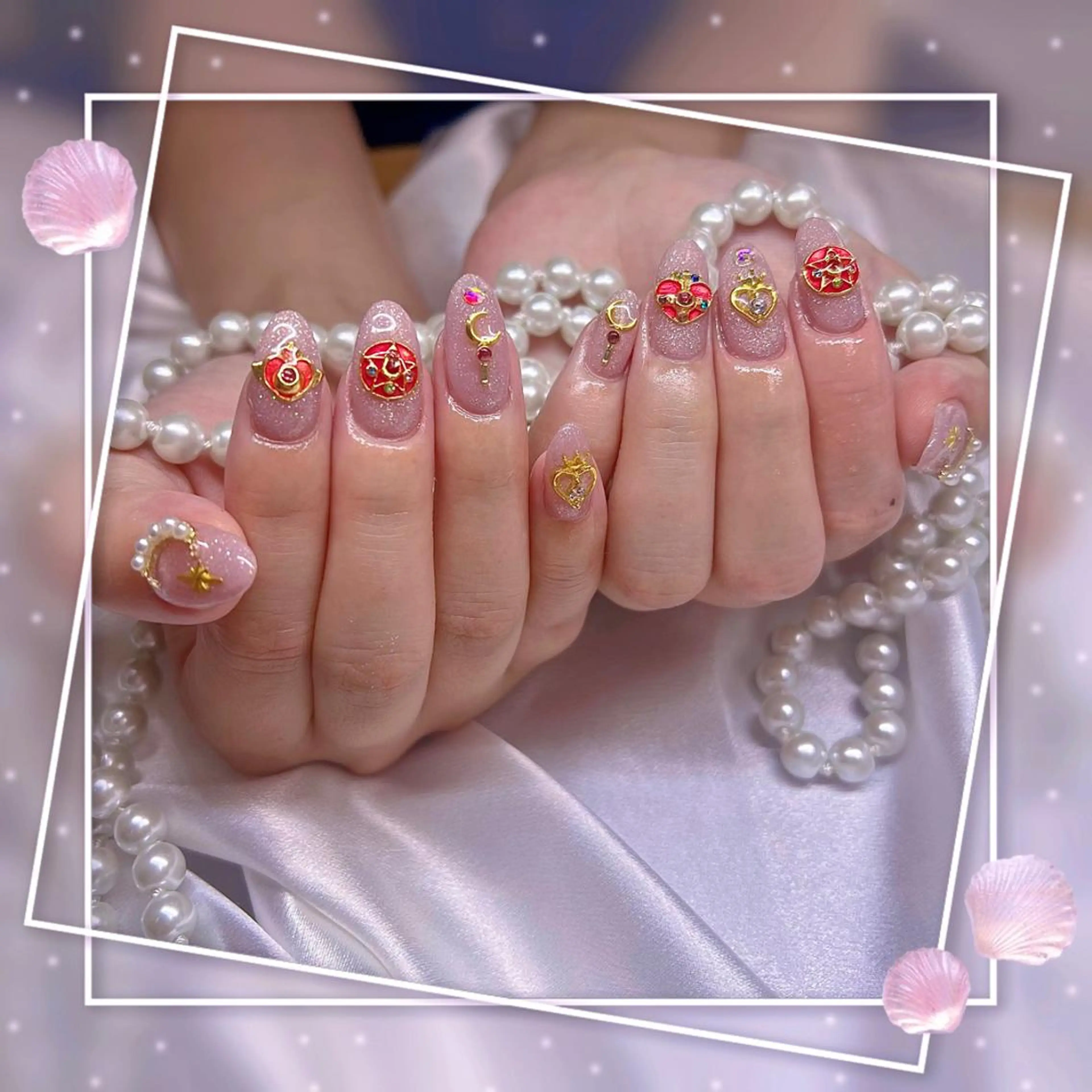 ネイル フレンチネイル キラキラネイル 韓国ネイル マグネットネイル マグネットフレンチ ハンドネイル Chill Nailsalonのネイルデザイン