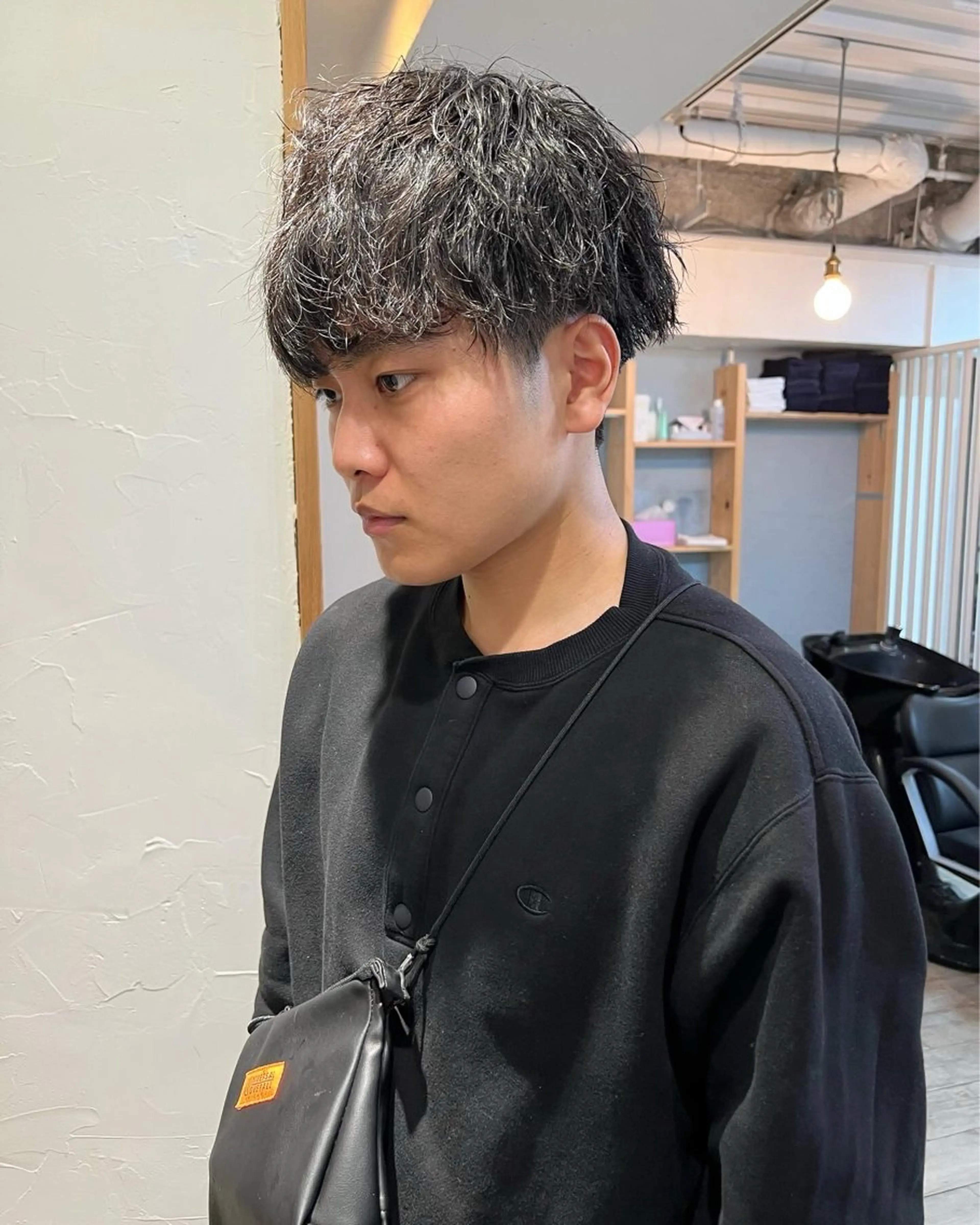 カラー パーマ メンズ アップバング センターパート マッシュ メンズパーマ スパイキーショート 【池袋/スパイキー ショート】ⓝⓘⓜⓤのヘアスタイル