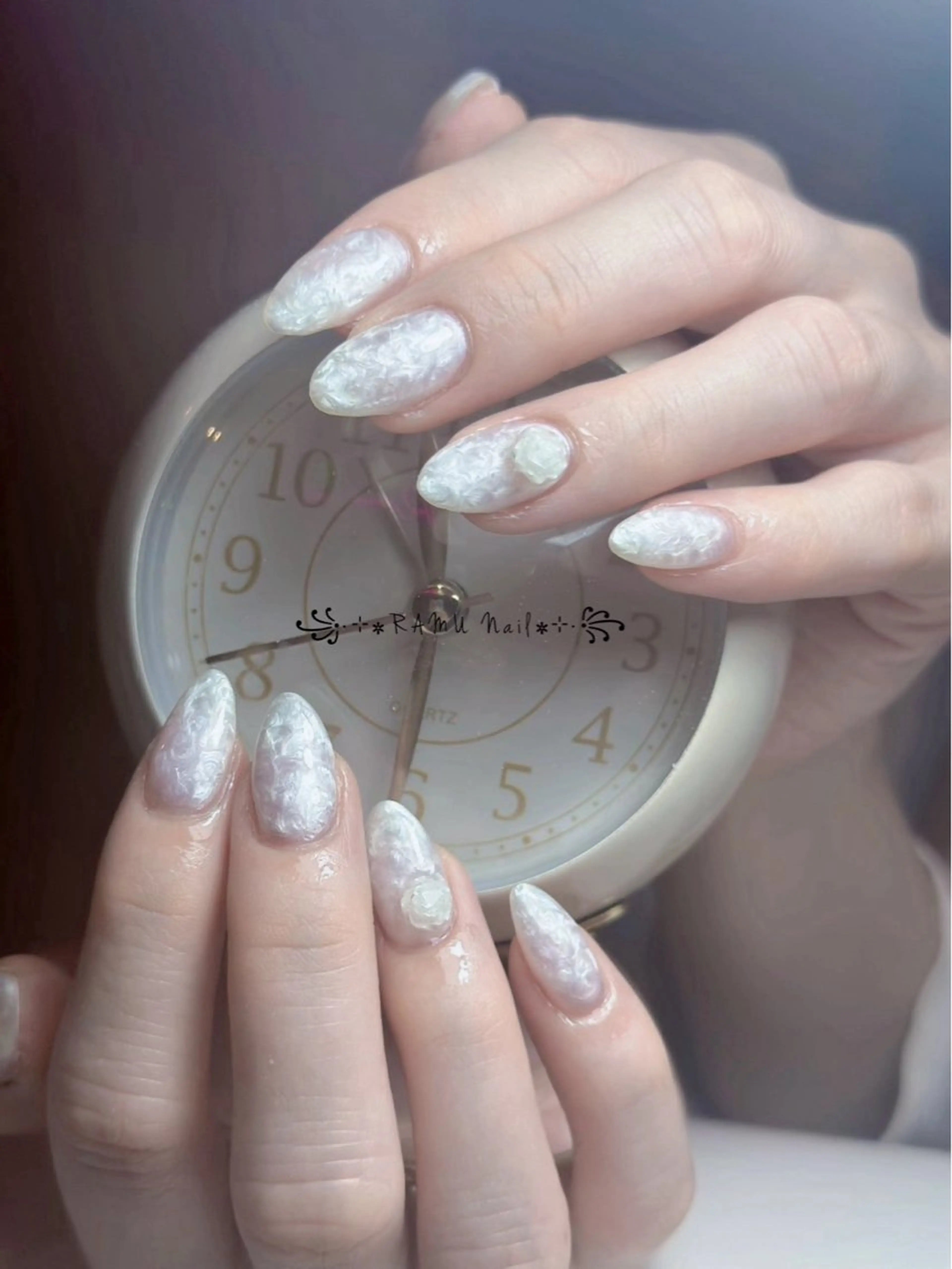 ネイル キラキラネイル マグネットネイル ミラーネイル ピンク 春ネイル ハンドネイル RAMU Nail 恵比寿店のネイルデザイン