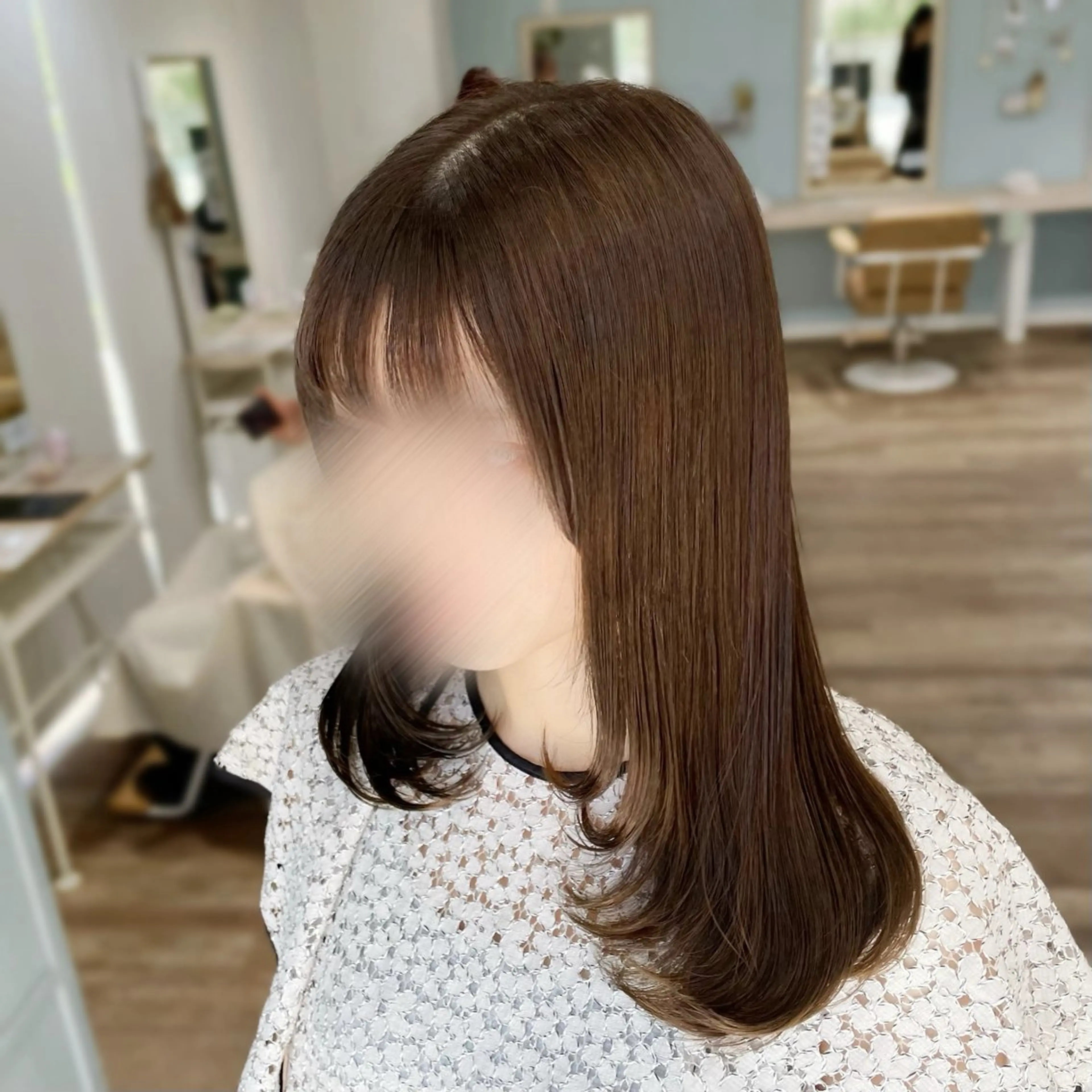 ロング 顔まわりレイヤー レイヤーカット ピンク・ラベンダー/ レイヤー/NANAのヘアスタイル