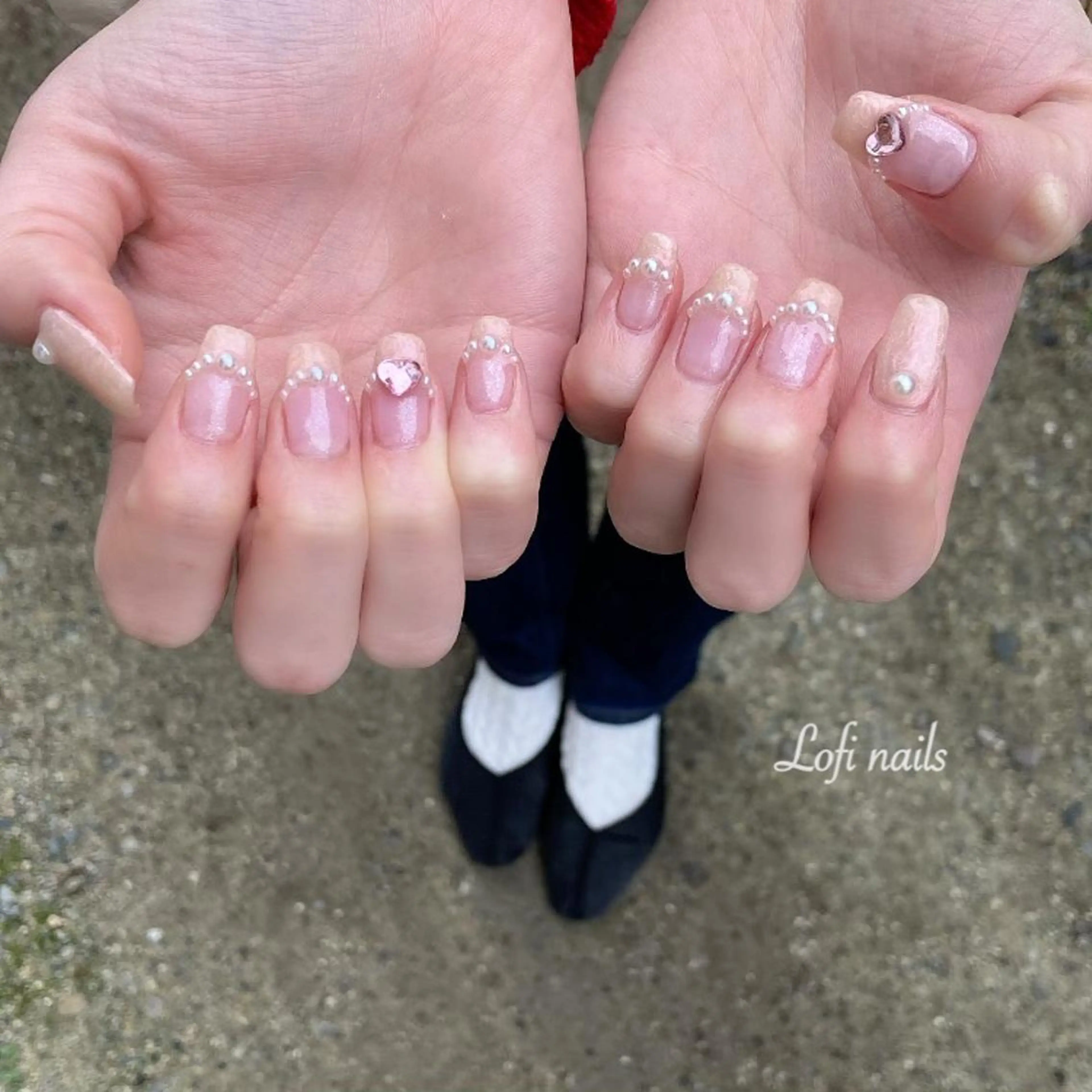 セミロング ネイル フレンチネイル Lofi nails ゆきこのネイルデザイン