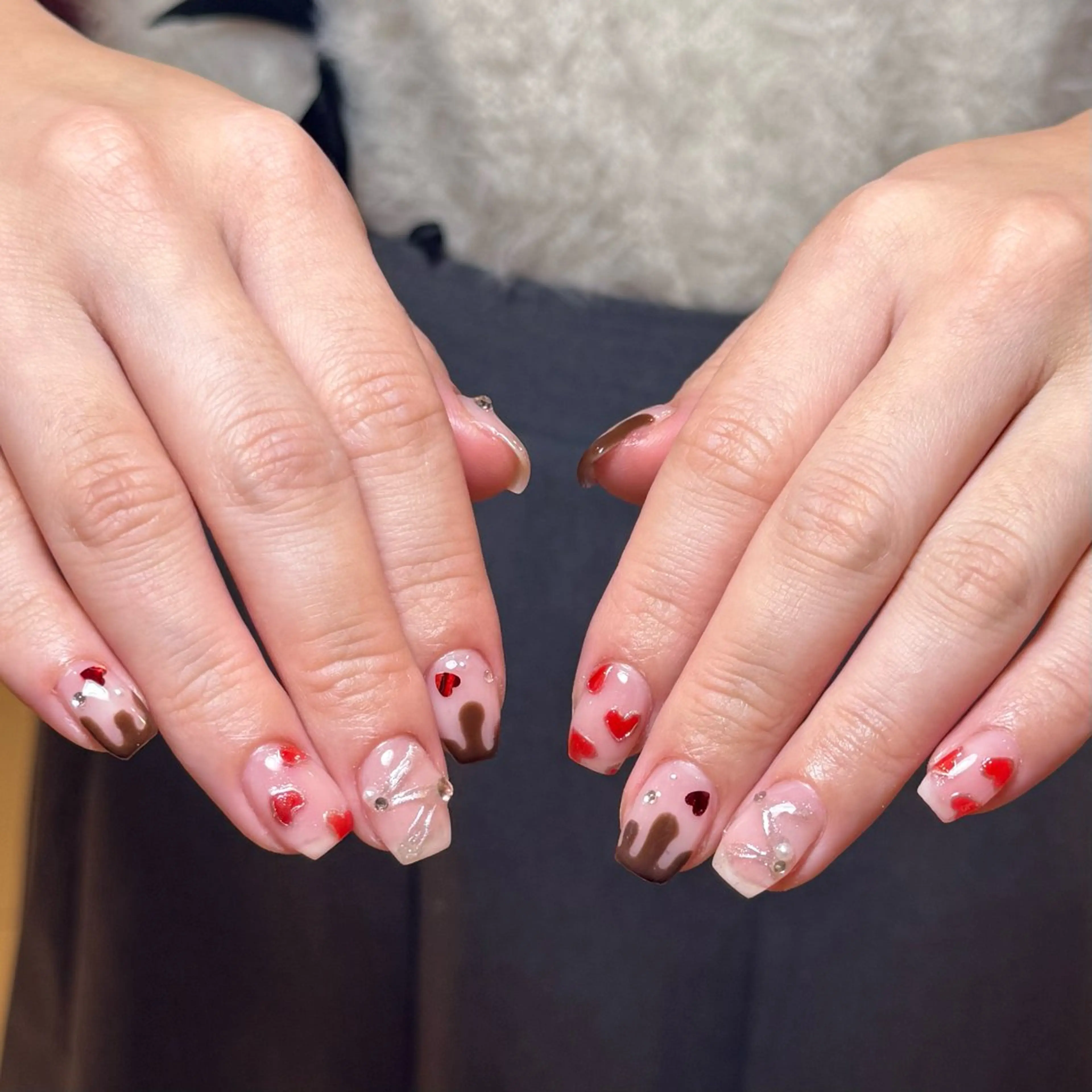 ネイル ハート 持ち込み バレンタイン Yu_me(ユーミー)所属・Yu_me fuukaのネイルデザイン