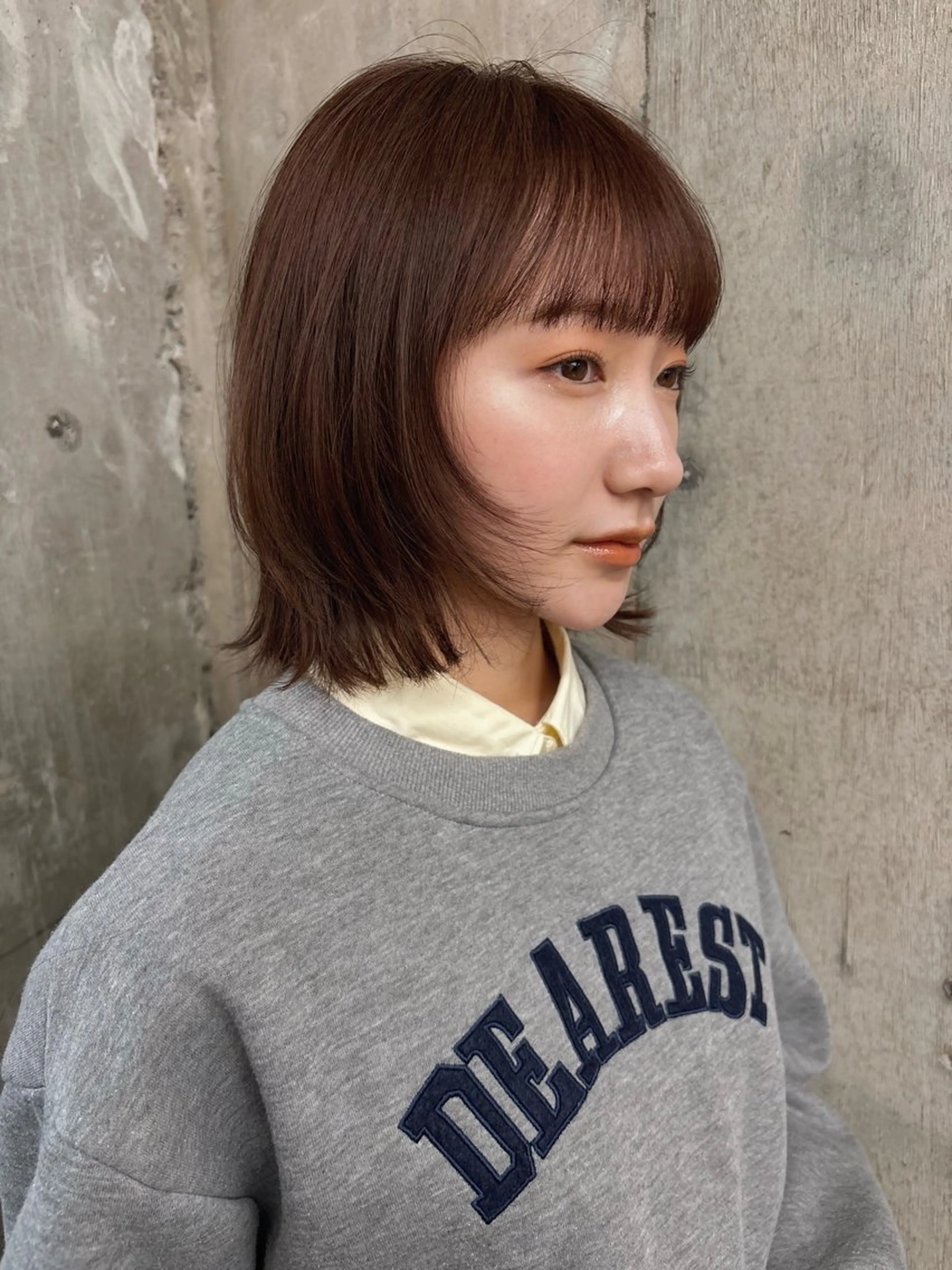 ミディアム レイヤーカット 外ハネヘア カット ヘアカラー トリートメント ボブ/ミディアム 親しみやすさ/さくらのヘアスタイル