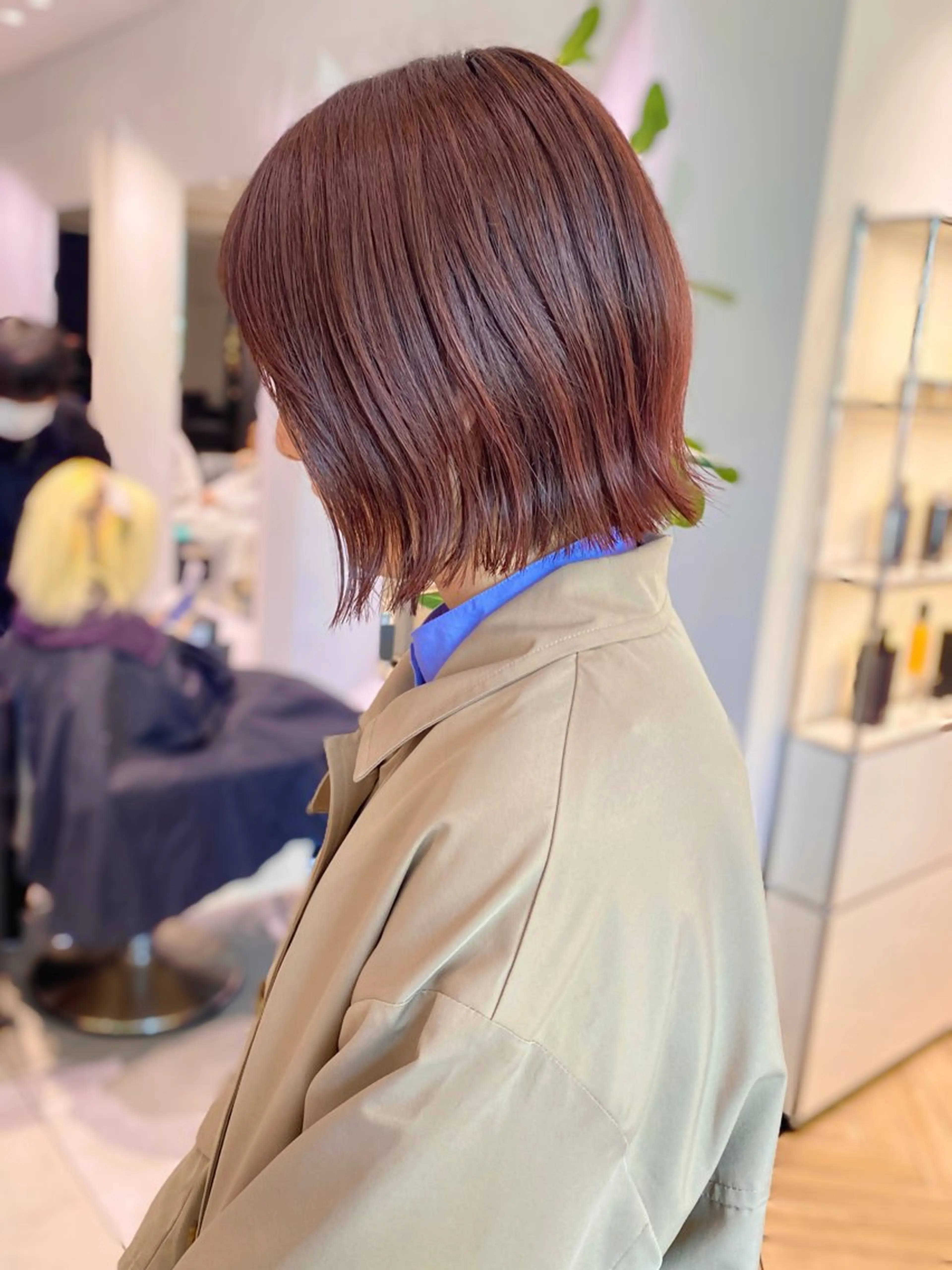 ミディアム カラー レッドカラー ボブ 髪質改善 トリートメント 銀座/髪質改善/韓国 カラー🍓原田侑依のヘアスタイル