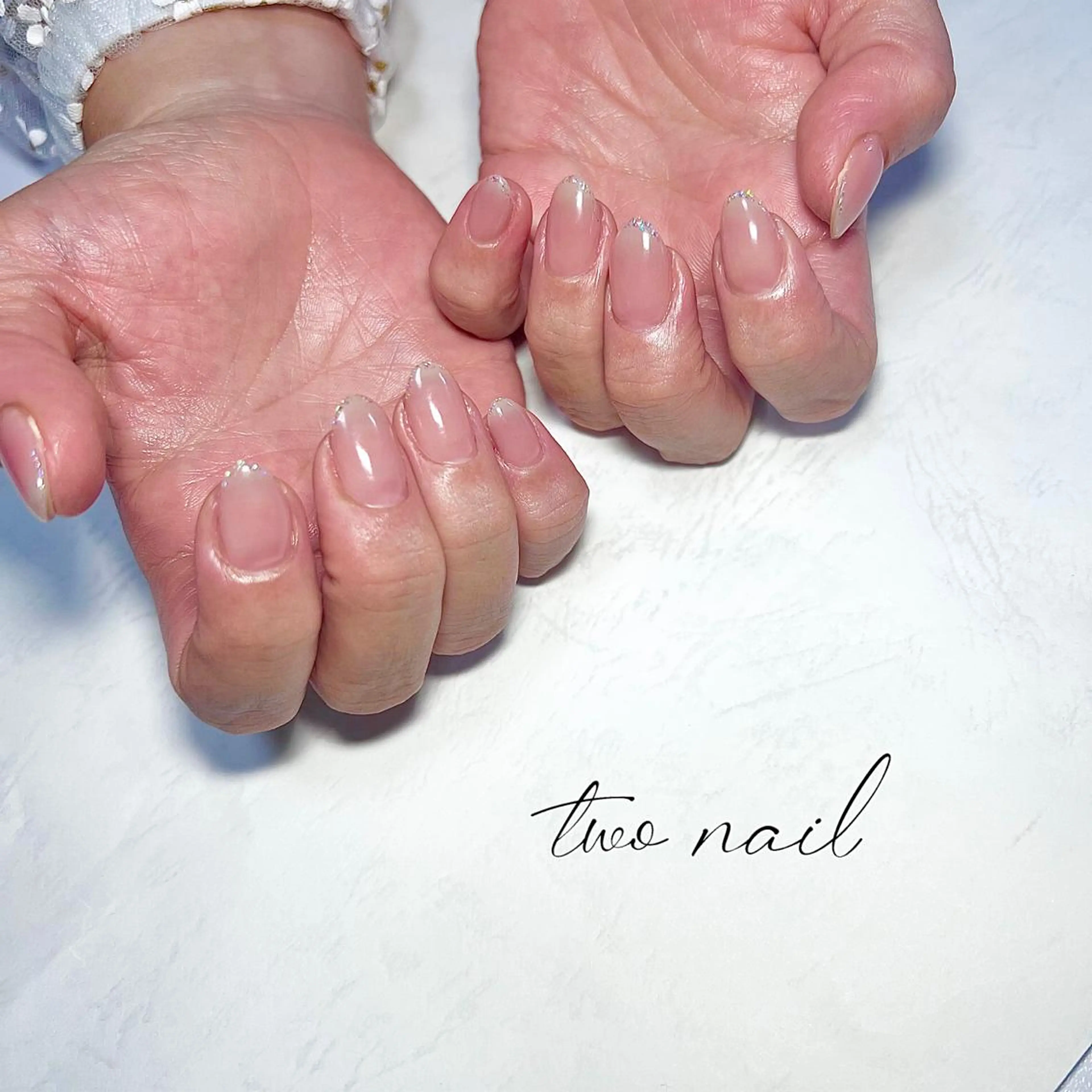 ネイル アートネイル フットネイル ハート ニュアンスネイル ホワイト two nailのネイルデザイン