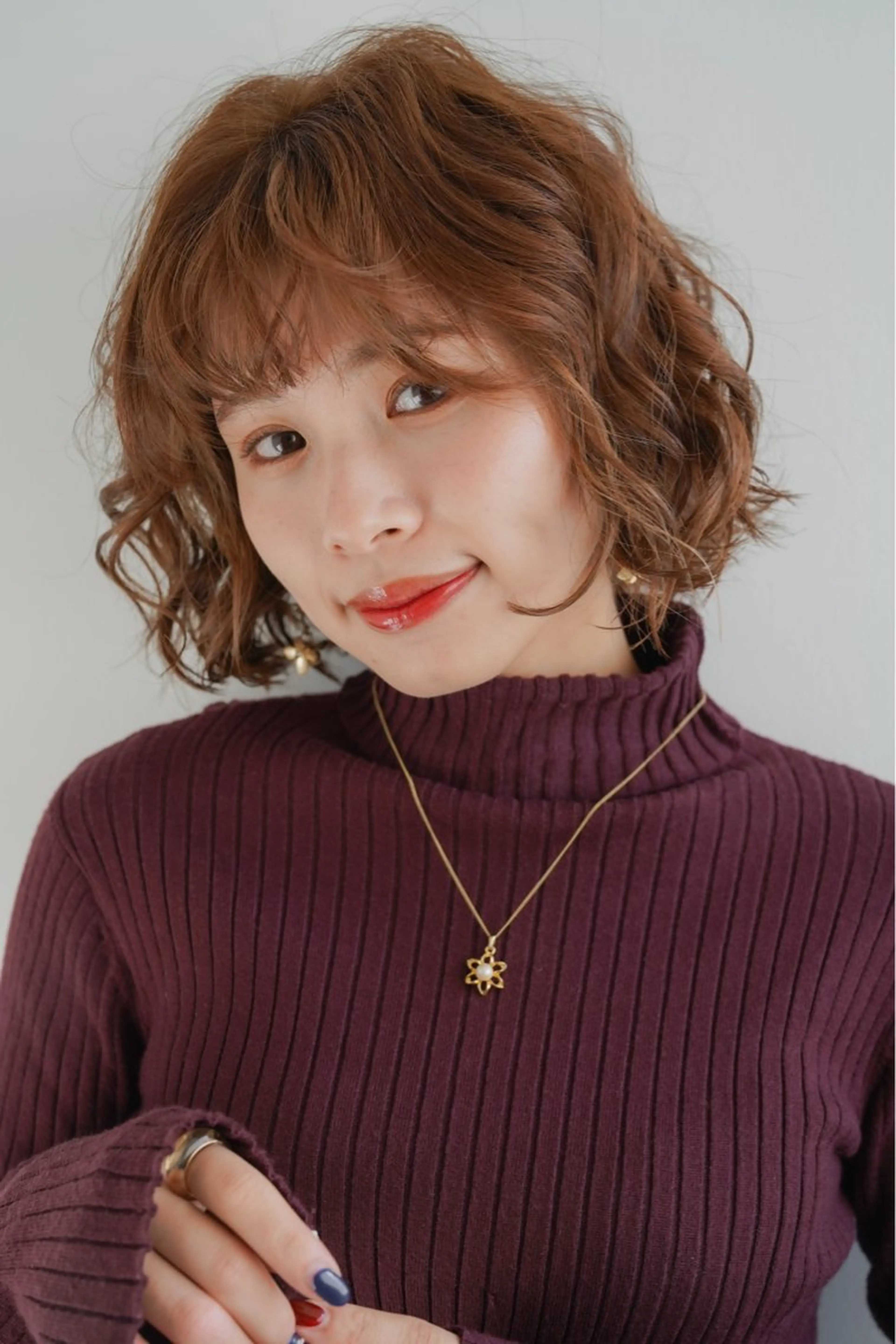 ミディアム カラー パーマ 江田 智沙穂のヘアスタイル