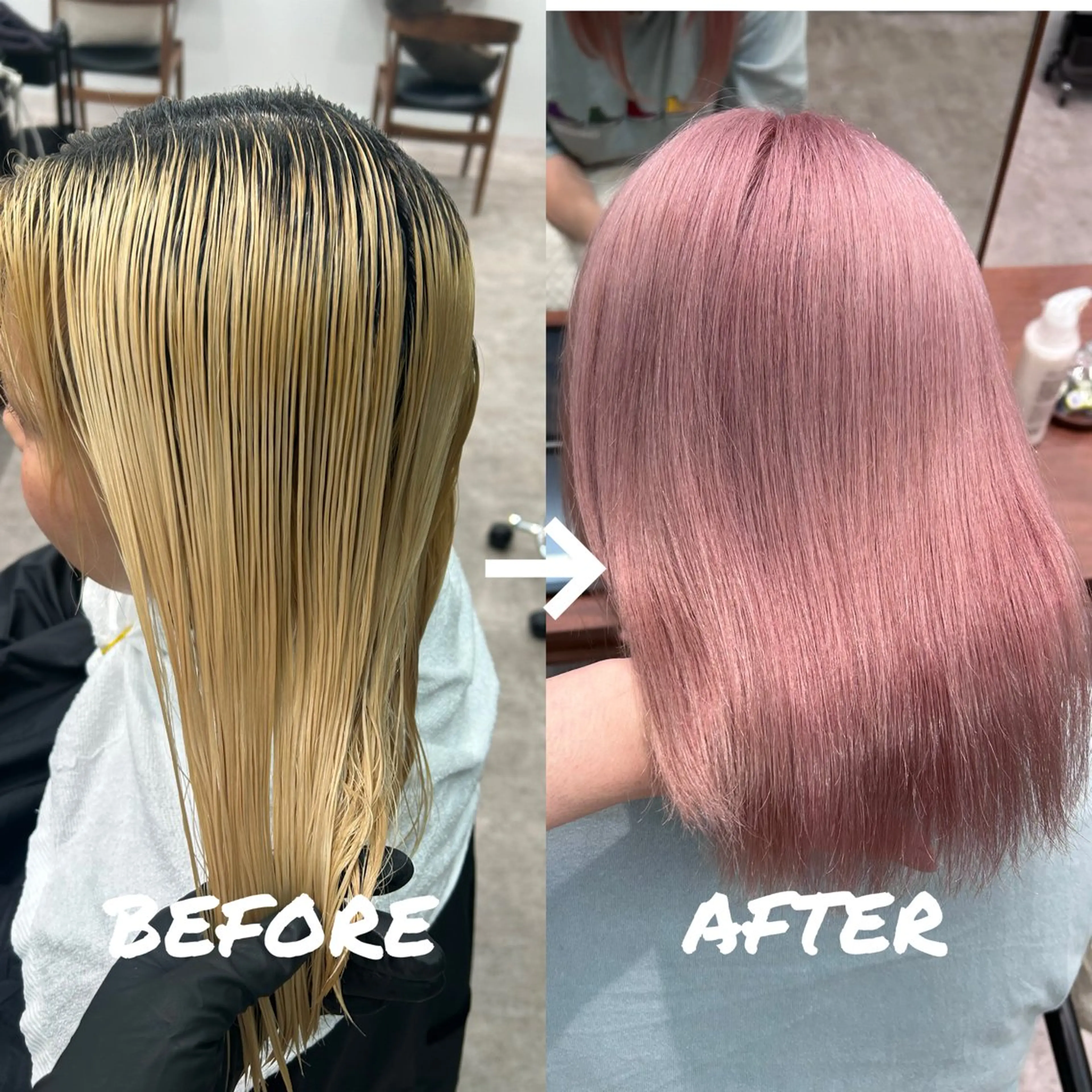 カラー 立川ブリーチ ピンク宮崎のヘアスタイル