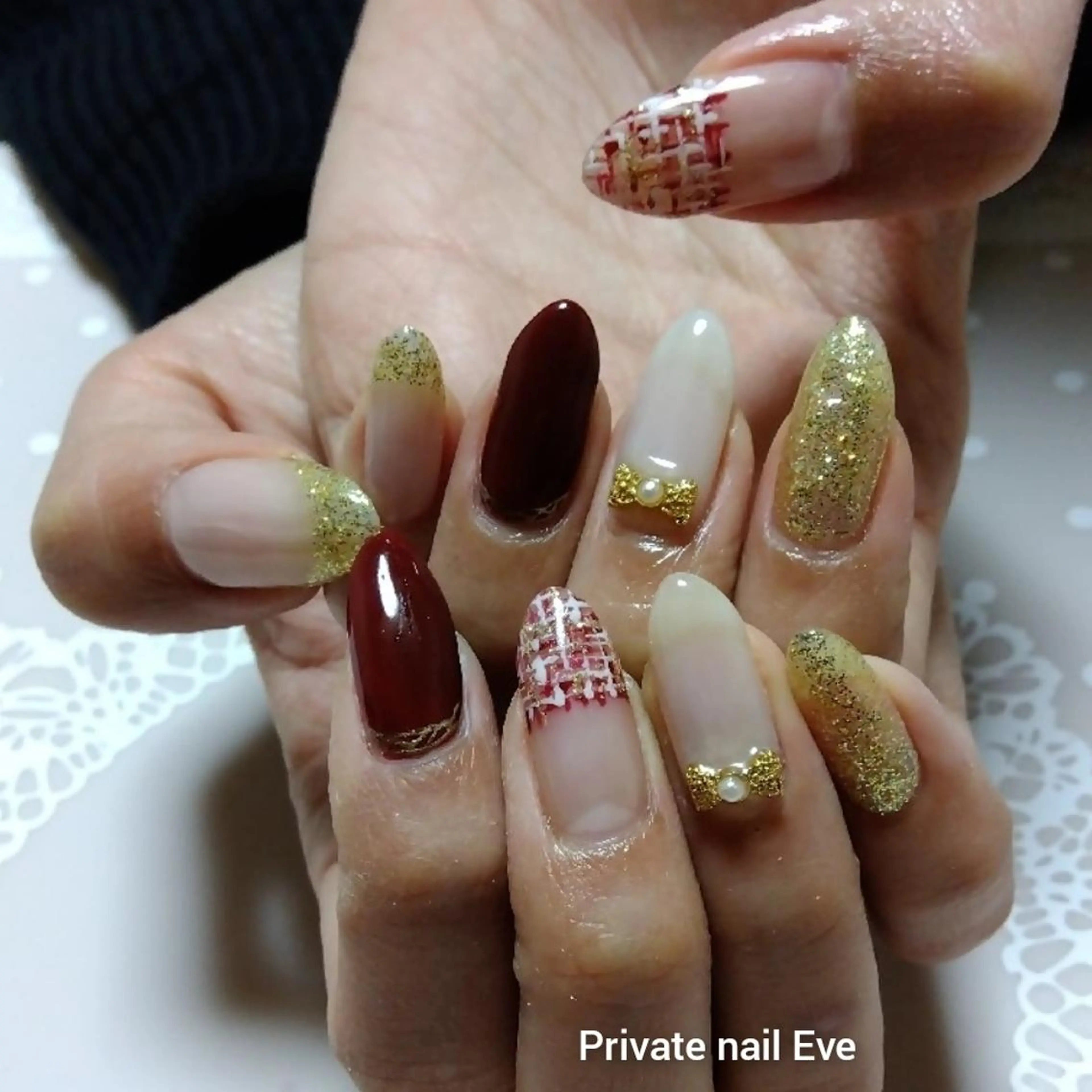 ネイル リボン ハンドネイル ネイル junkoのネイルデザイン