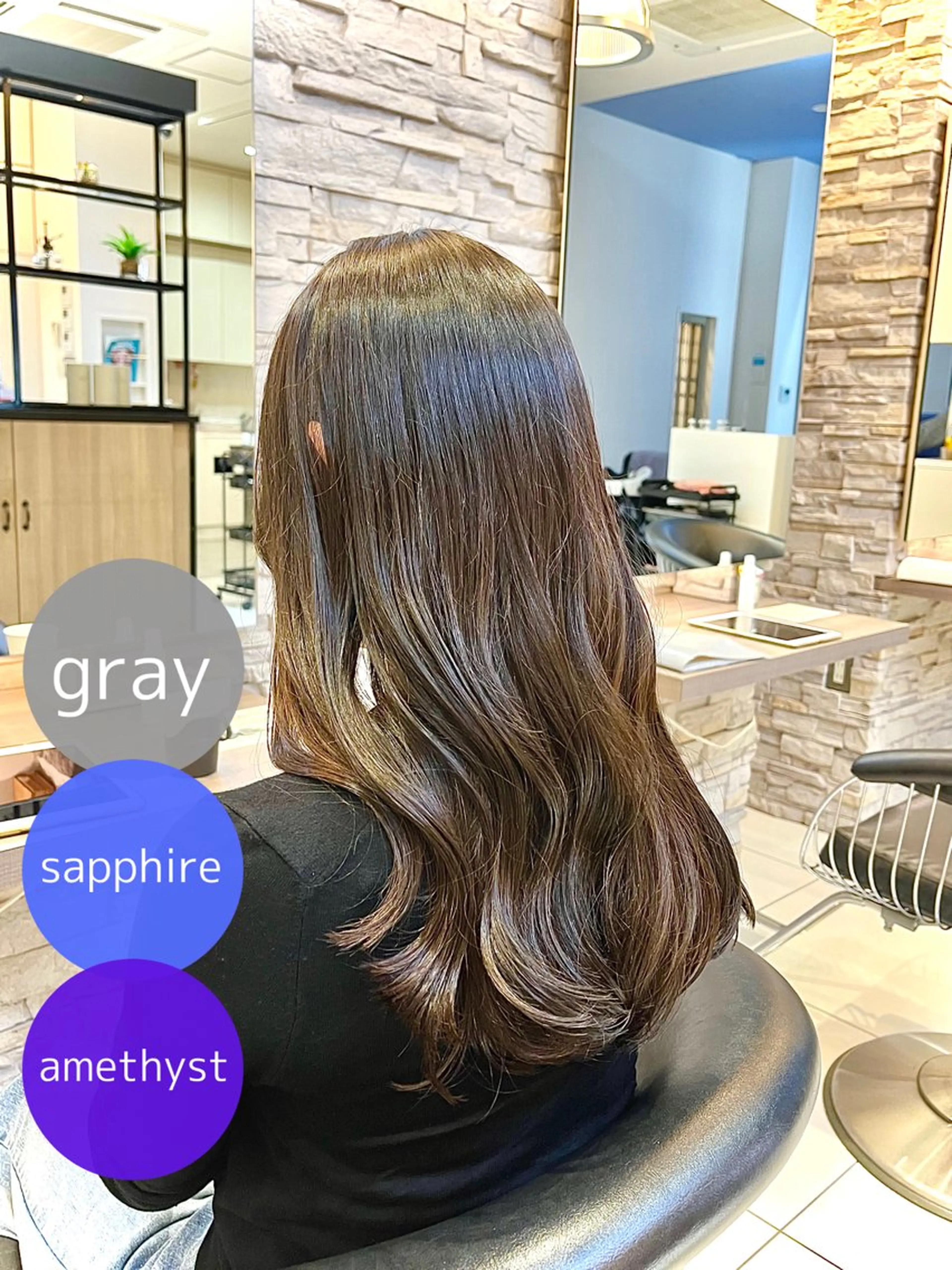 セミロング カラー 透明感カラー グレージュ くびれヘア カット ヘアカラー トリートメント 透明感カラー/ くびれヘア/館岡俊平のヘアスタイル