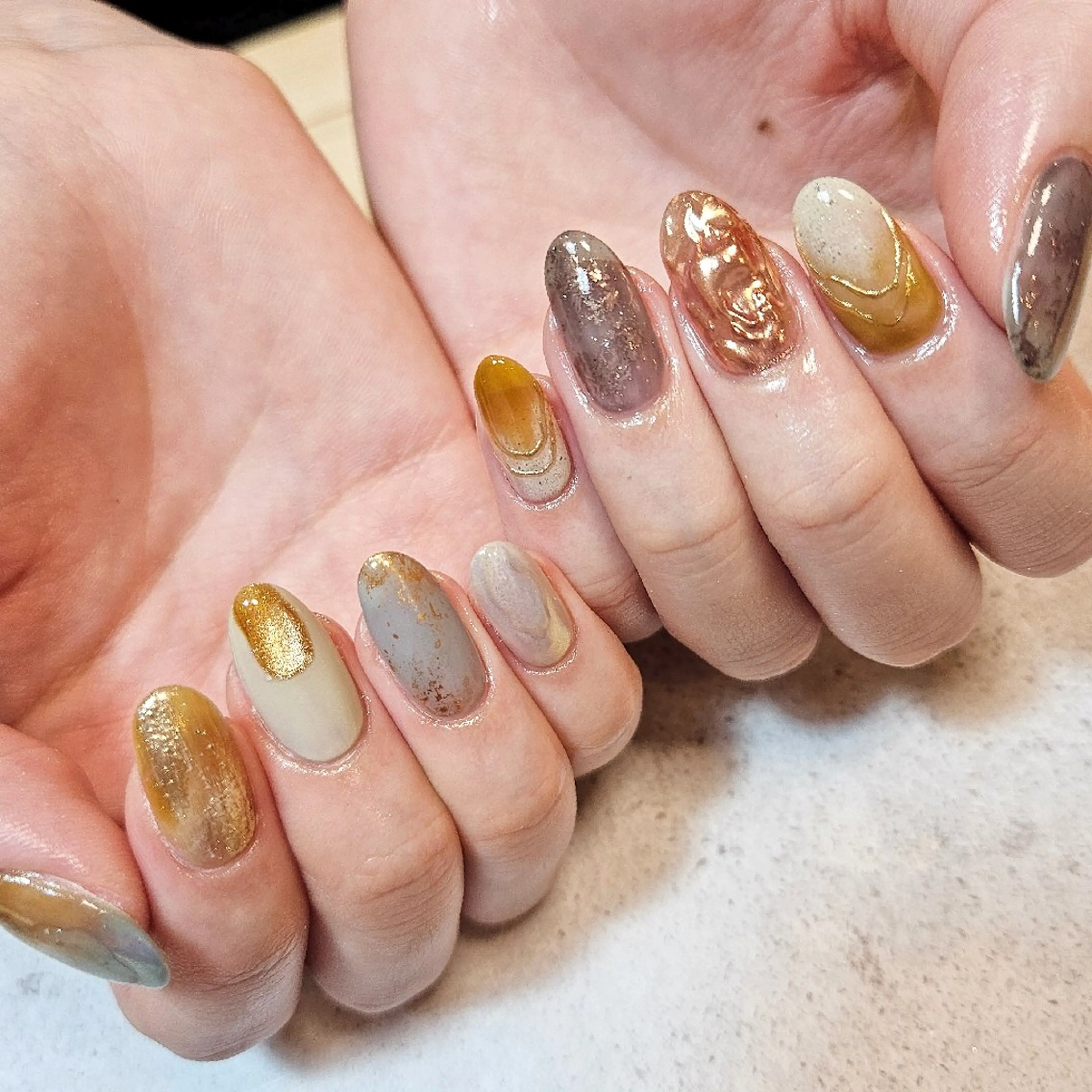 ネイル ジェルネイル マグネットネイル ニュアンスネイル パラジェル 冬ネイル ハンドネイル Nailsalon manoのネイルデザイン