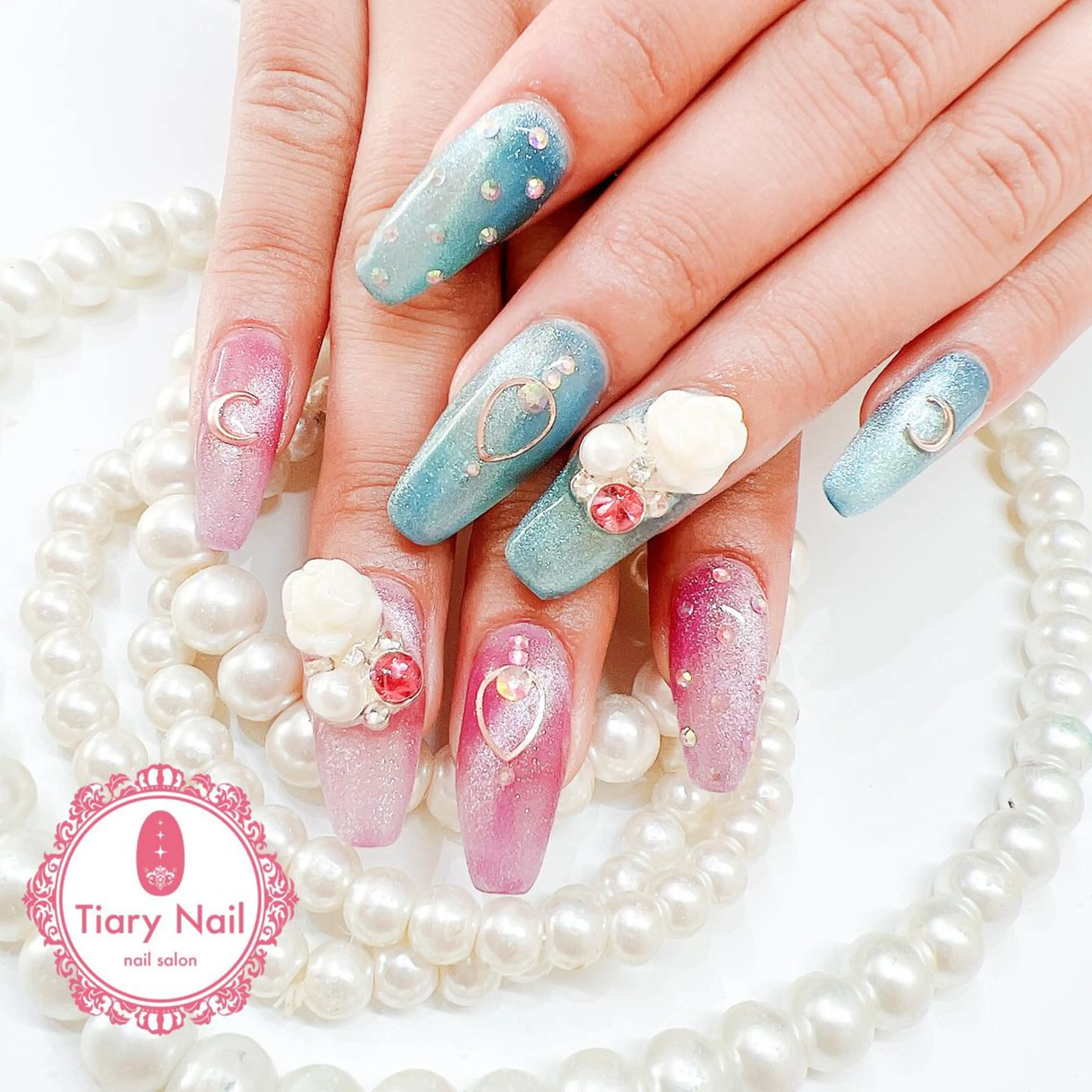 ネイル 桜ネイル 成人式 長さ出し フラッシュネイル フットネイル ハンドネイル 💗🪽Tiary Nail🪽💗のネイルデザイン