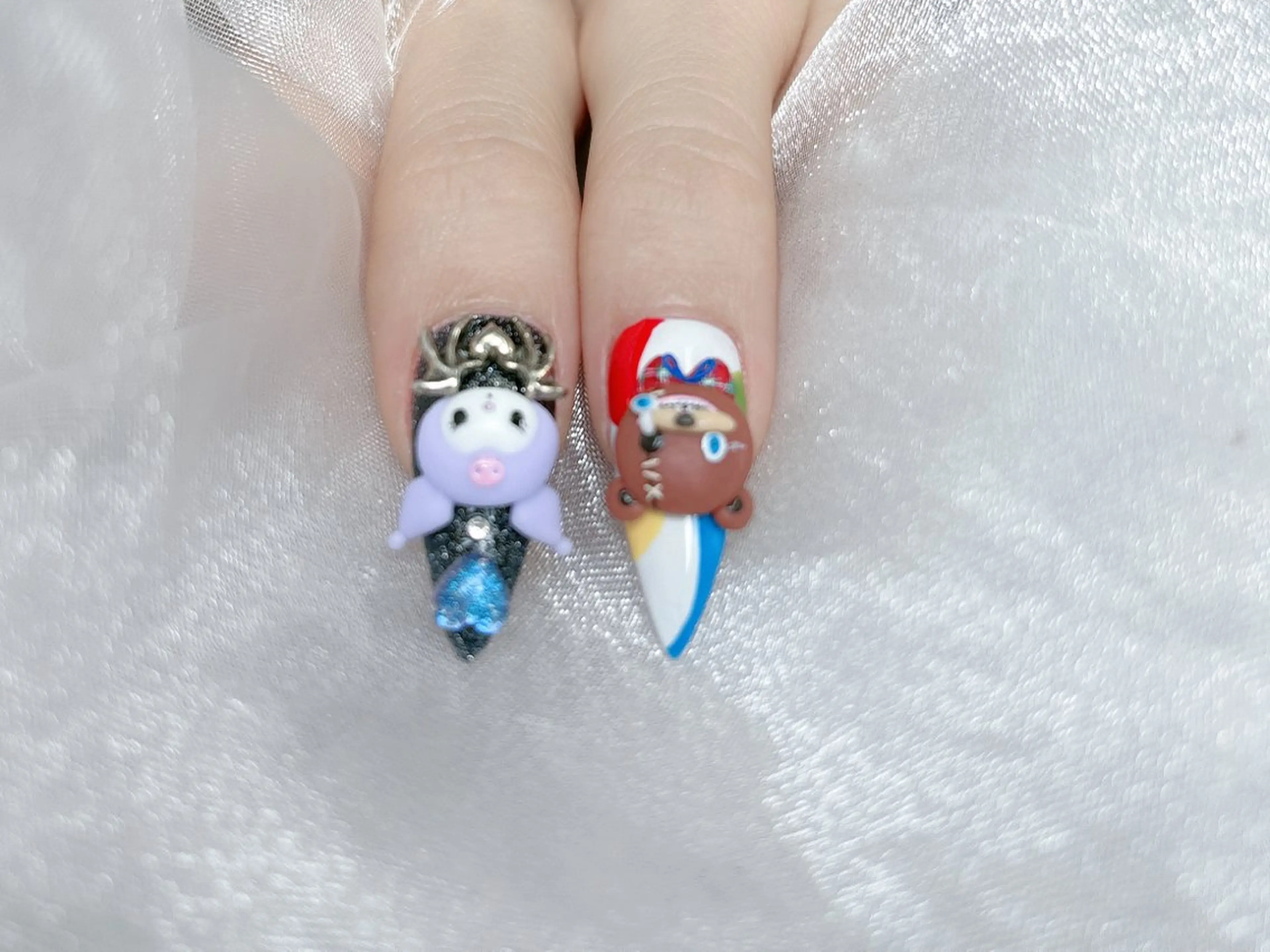 ネイル 成人式 ジェルネイル ロングネイル マグネットネイル ミディアムネイル ハンドネイル MoMoA Nail ネイル長さ出し専門店のネイルデザイン