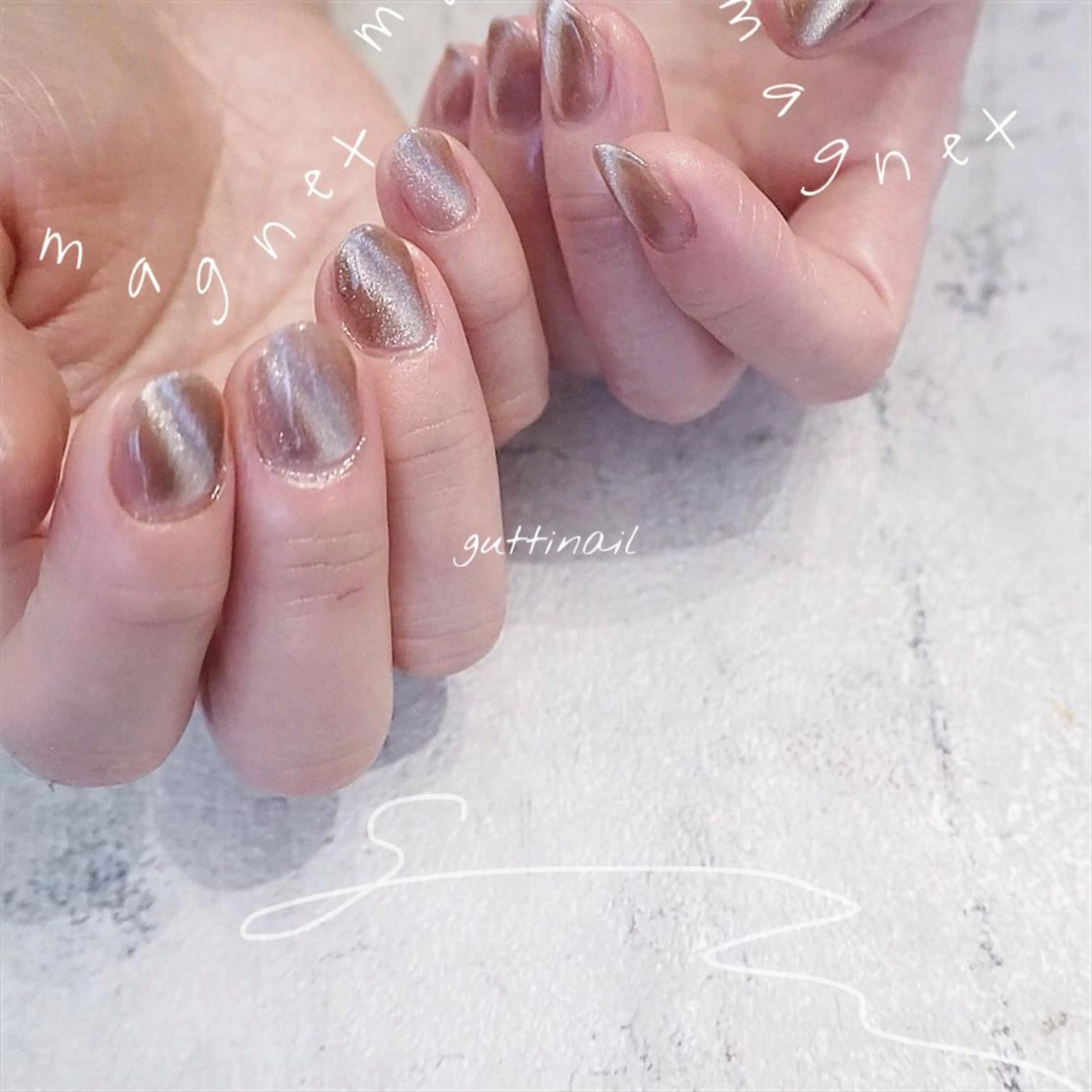ネイル マグネットネイル ピンク セキグチ guttinailのネイルデザイン