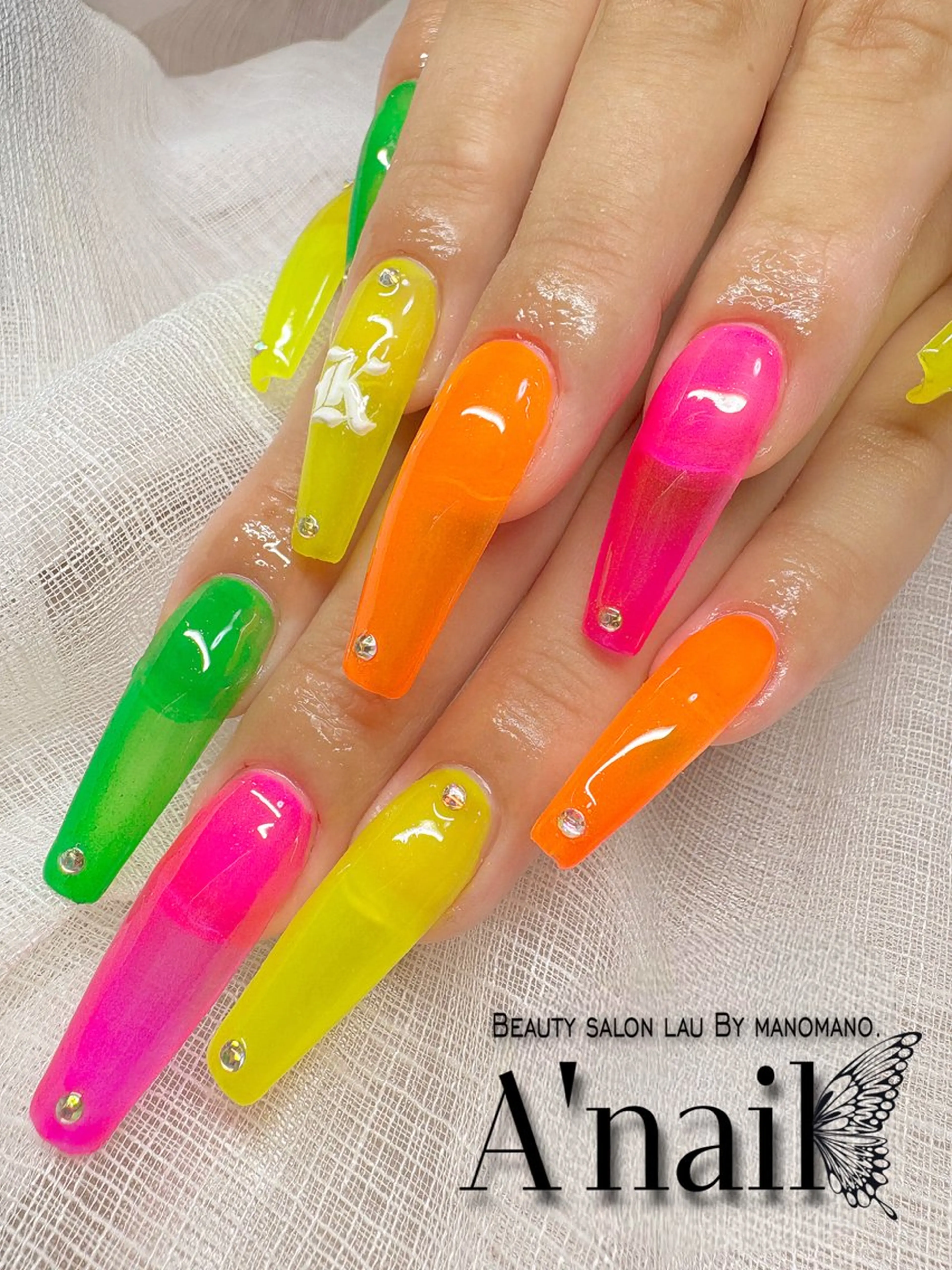 ネイル 長さ出し ﾗｳﾊﾞｲﾏﾉﾏﾉ✧ ARISSA🦋💜のネイルデザイン