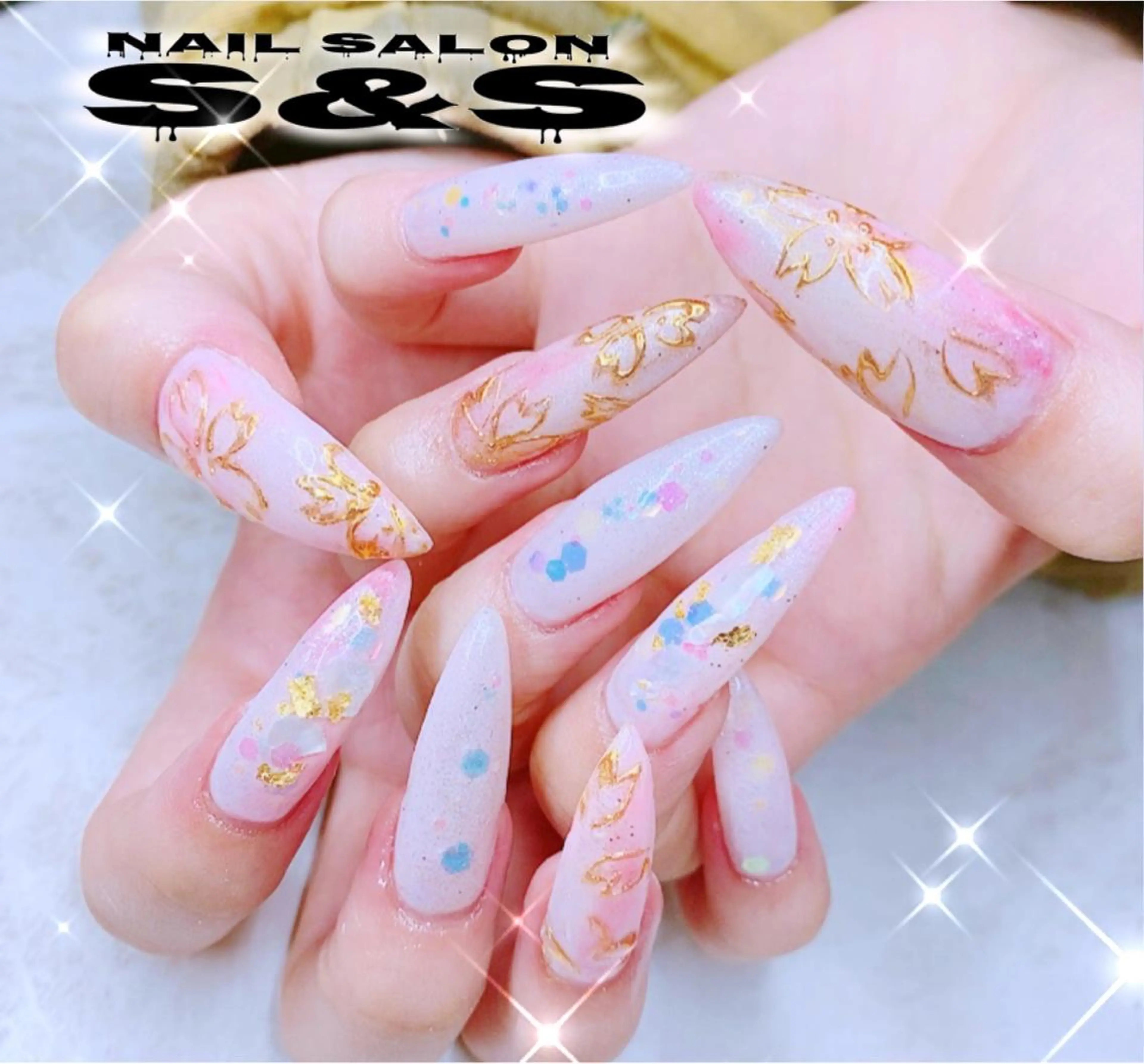 ロング ネイル 桜ネイル 長さ出し メンズネイル 持ち込み スカルプネイル S&S 村田小百合のネイルデザイン