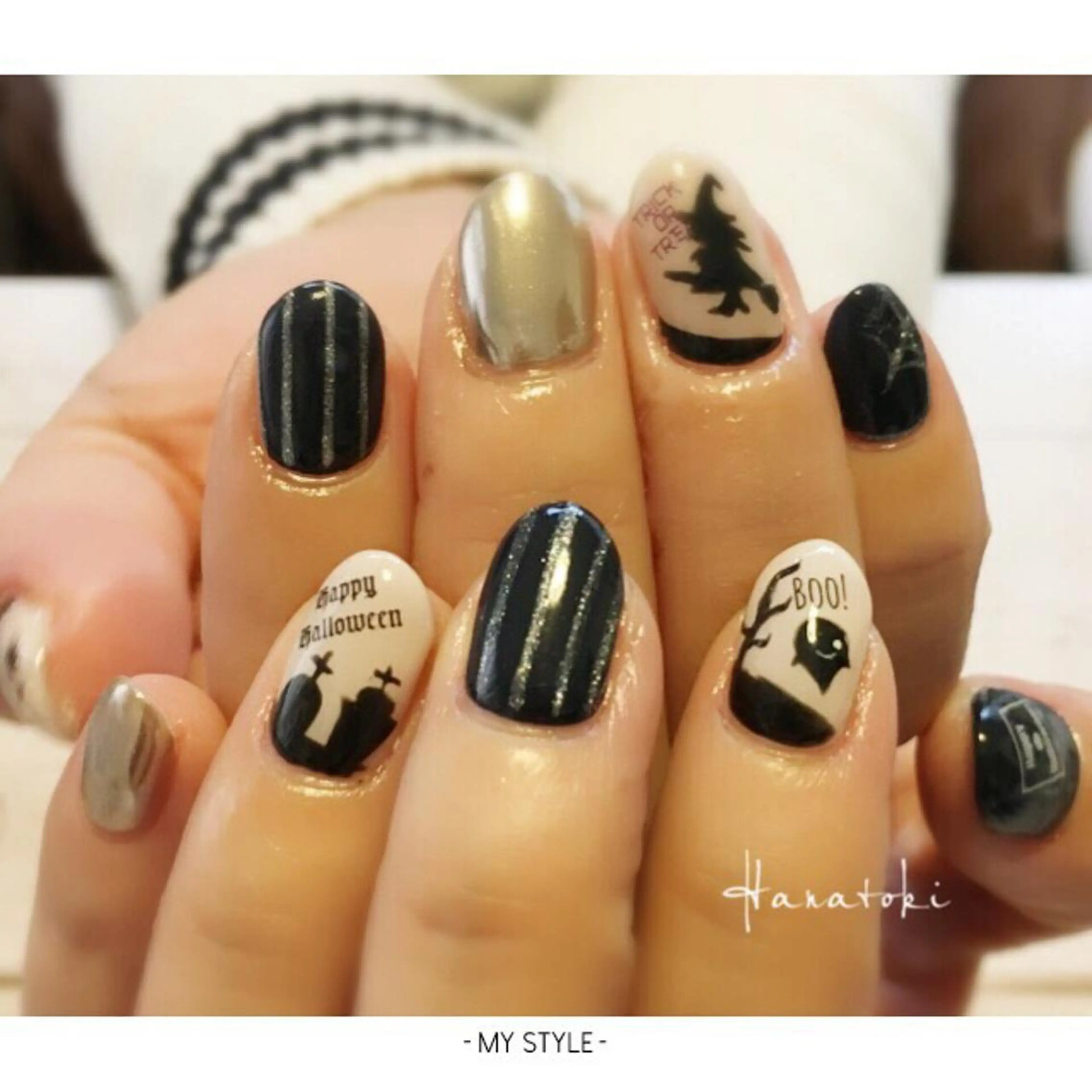 ミディアム ハロウィン Hanatoki所属・菅原 千明のネイルデザイン