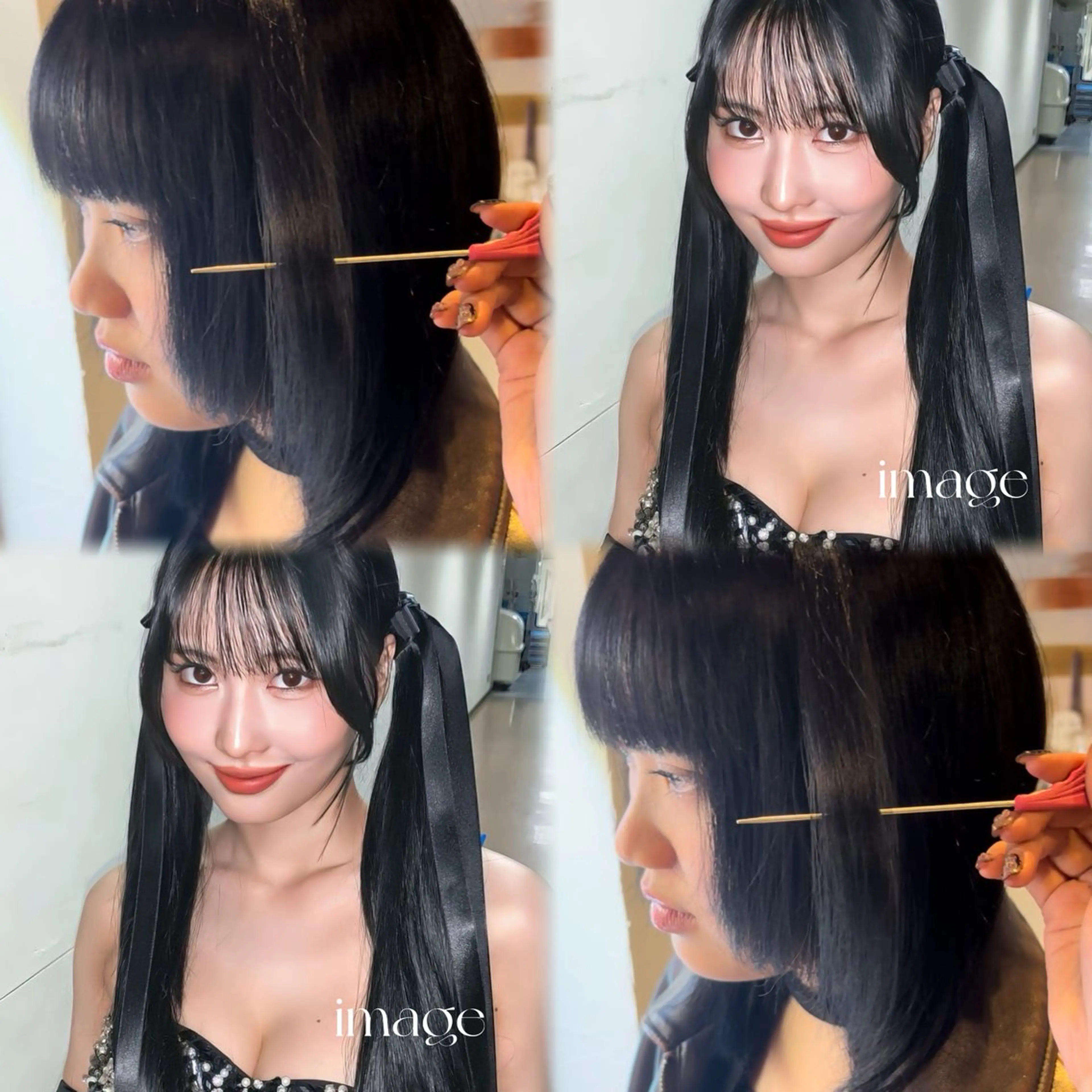 ショート カラー 黒髪 ブルーカラー ブルーブラック レイヤー/顔周り/ 韓国ヘア🤍フウカのヘアスタイル