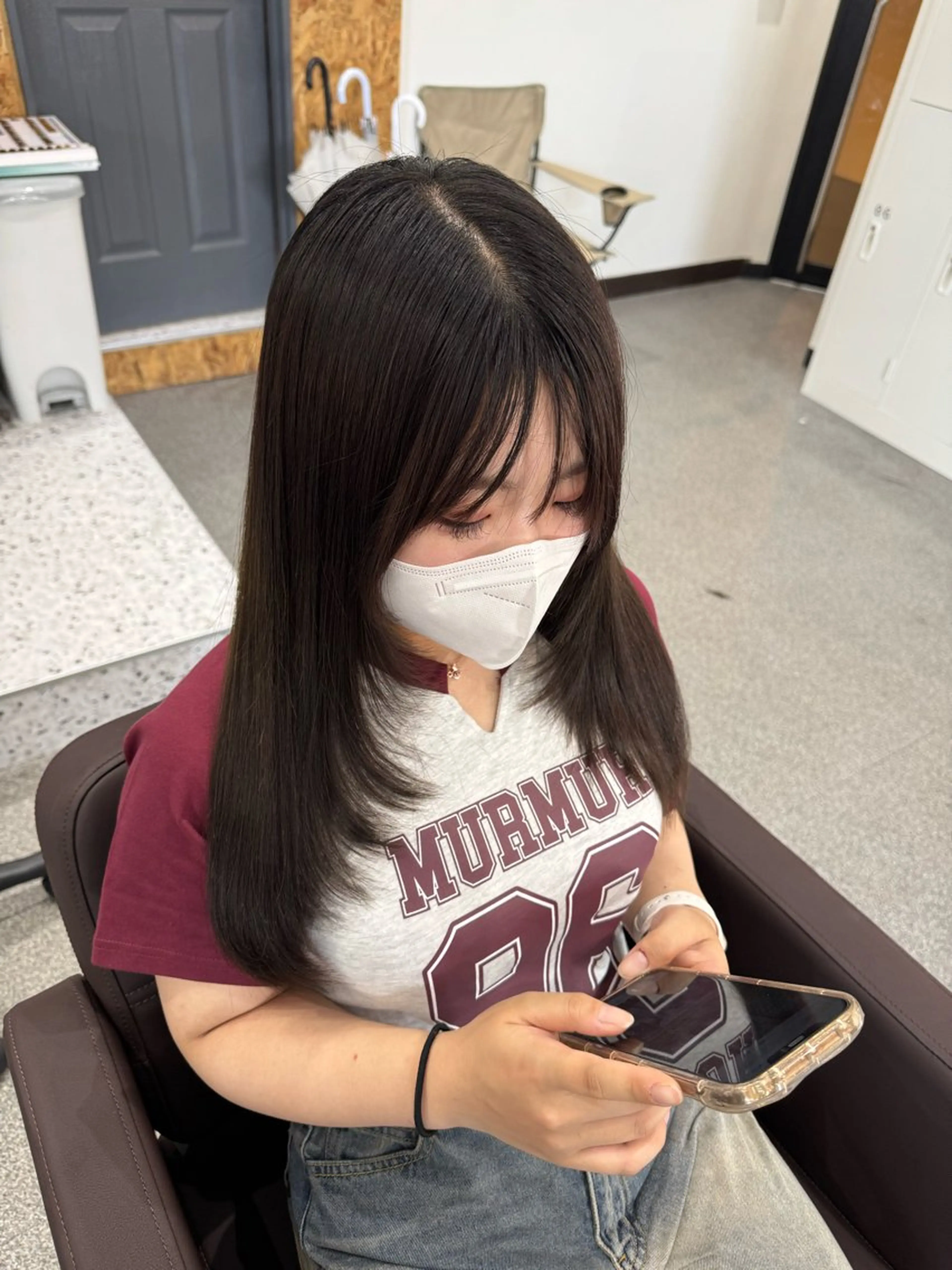 ロング 顔まわりレイヤー 顔周りカット レイヤーカット Agu hair academy沼津所属・🍒 AIMI 🍒のヘアスタイル