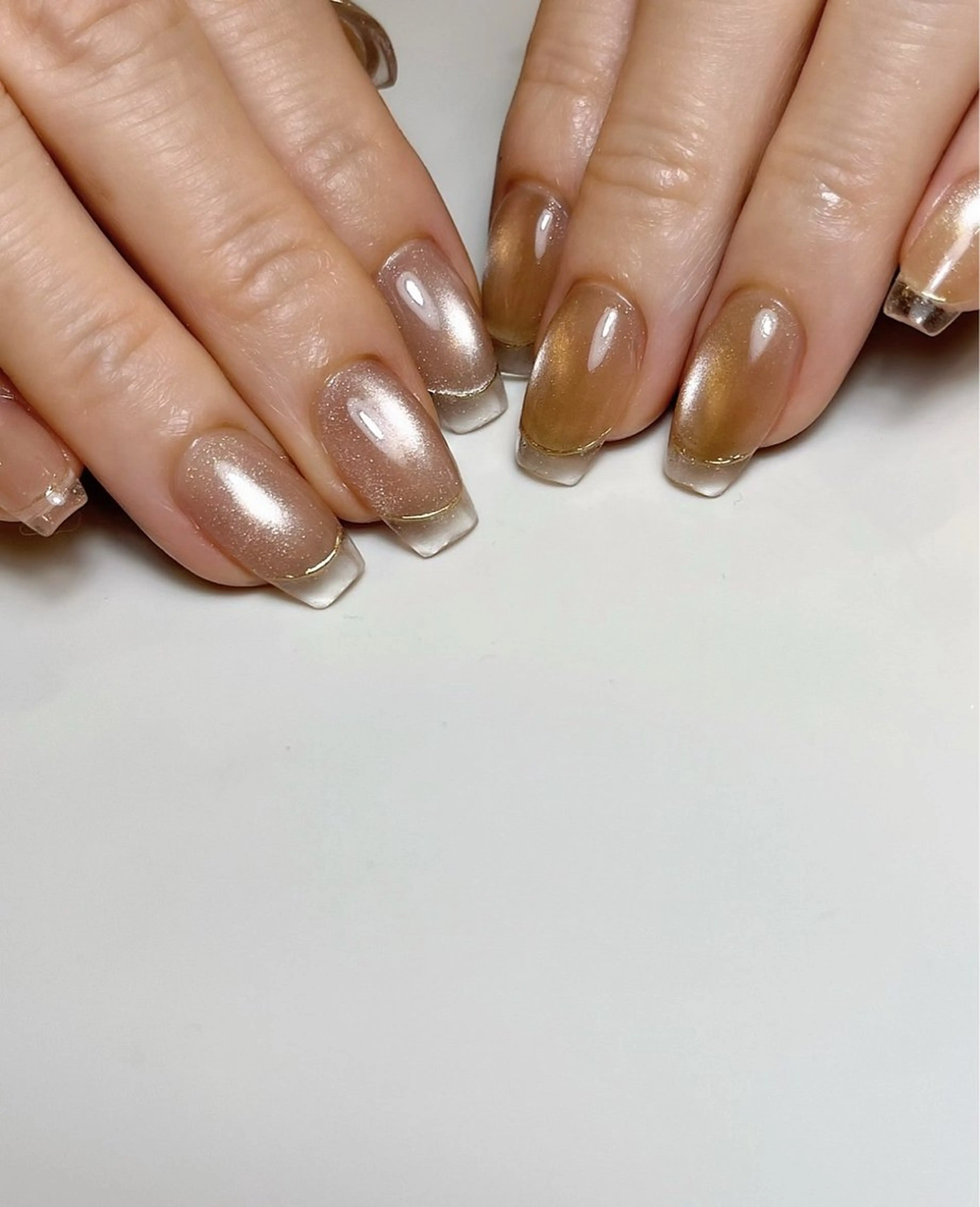 ネイル クリアネイル 長さ出し フレンチネイル ラメ(グリッター) マグネットネイル ハンドネイル NOEM nail salon所属・HANA /NOEM nailsalonのネイルデザイン