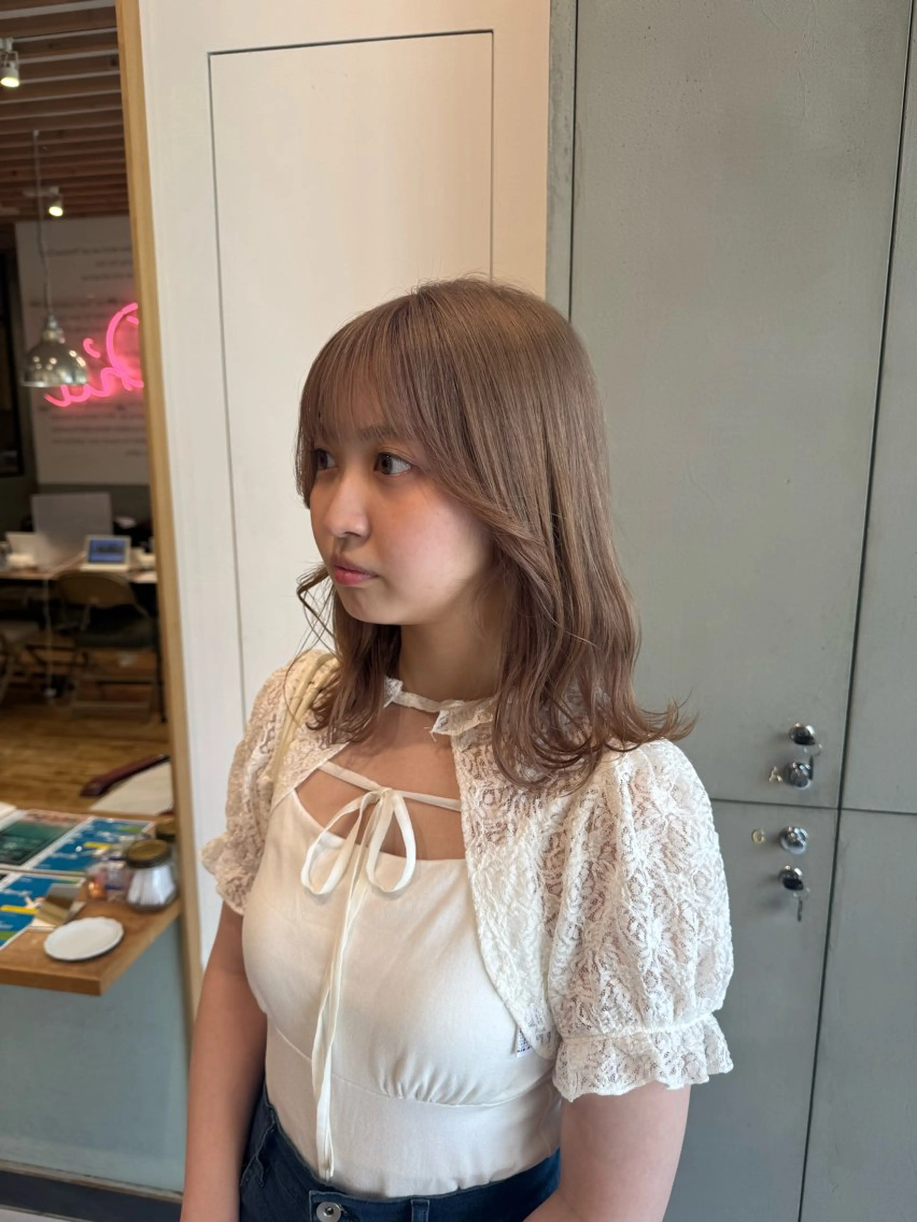 ミディアム カラー ベージュカラー ブリーチ ヘアカラー ｱｵﾇﾏﾐﾕ☁️ /ボブ/ハイトーン/のヘアスタイル