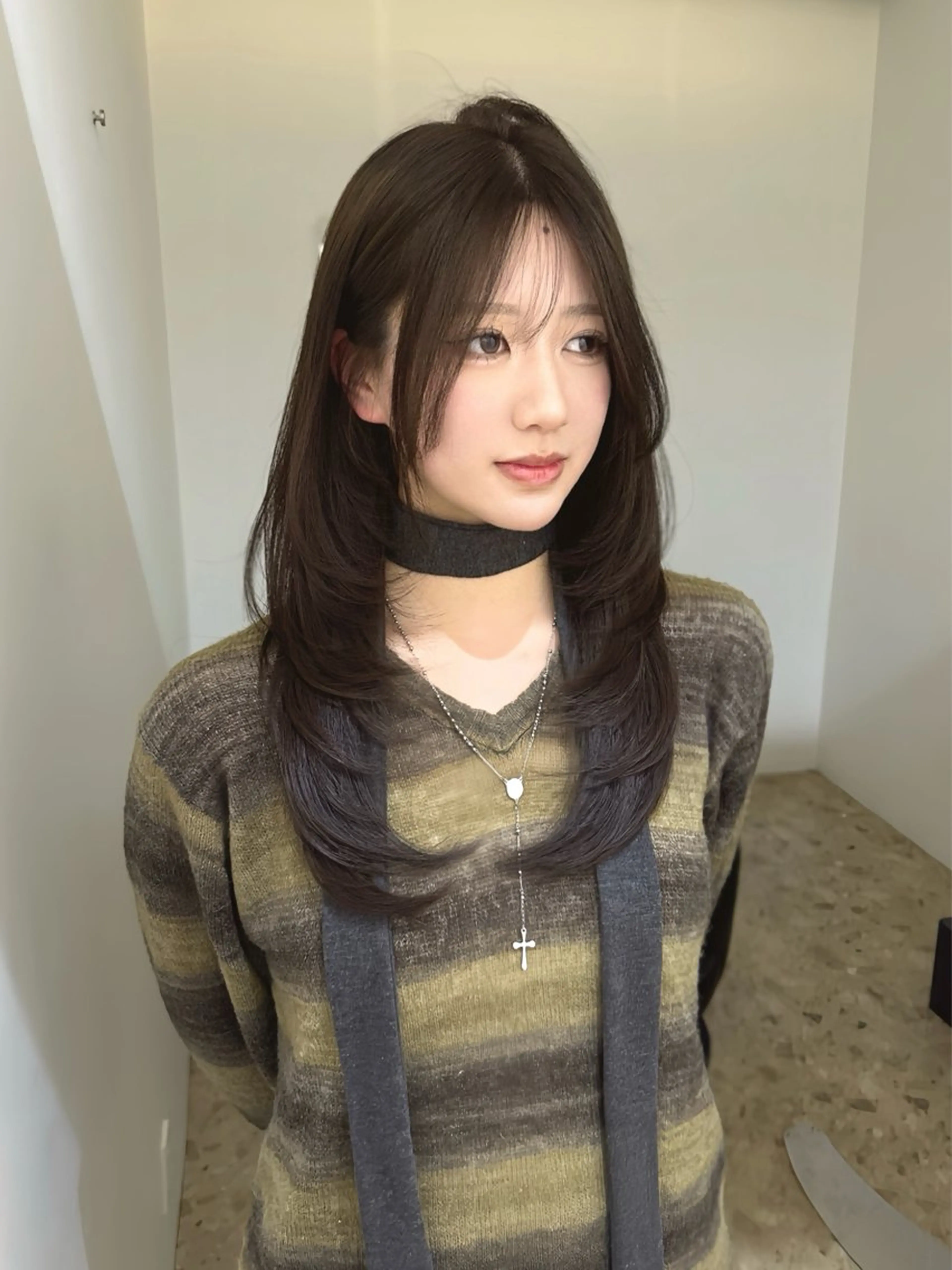 ロング カラー くびれヘア 韓国風ヘア レイヤーカット ワンホンレイヤー レイヤー/艶カラー /韓国ヘア/高松のヘアスタイル