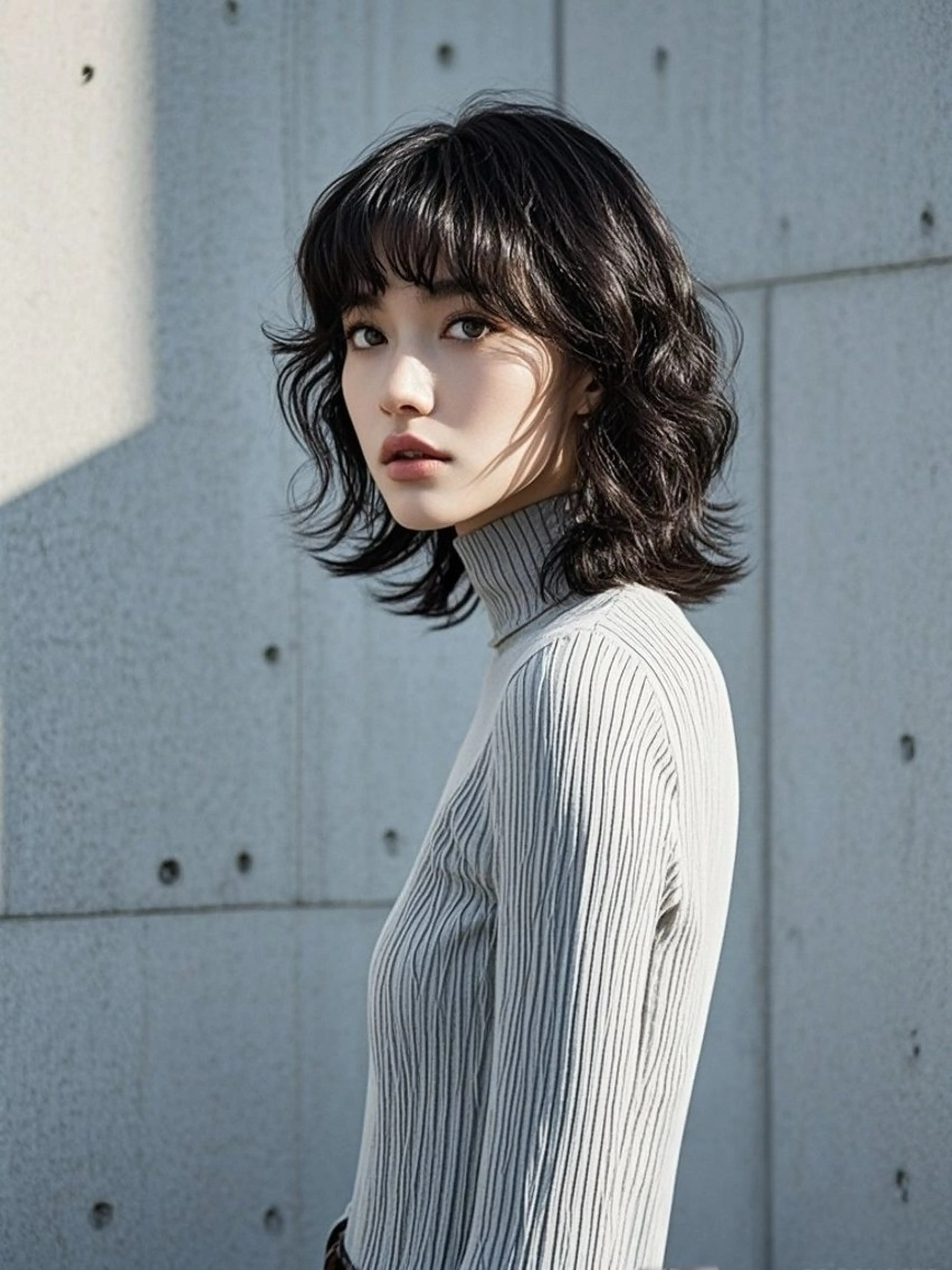 ミディアム ショートボブ ミディアムレイヤー ミディアムパーマ アッシュ ボブ カット ヘアカラー ウルフカット 811 大阪梅田 ウルフのヘアスタイル