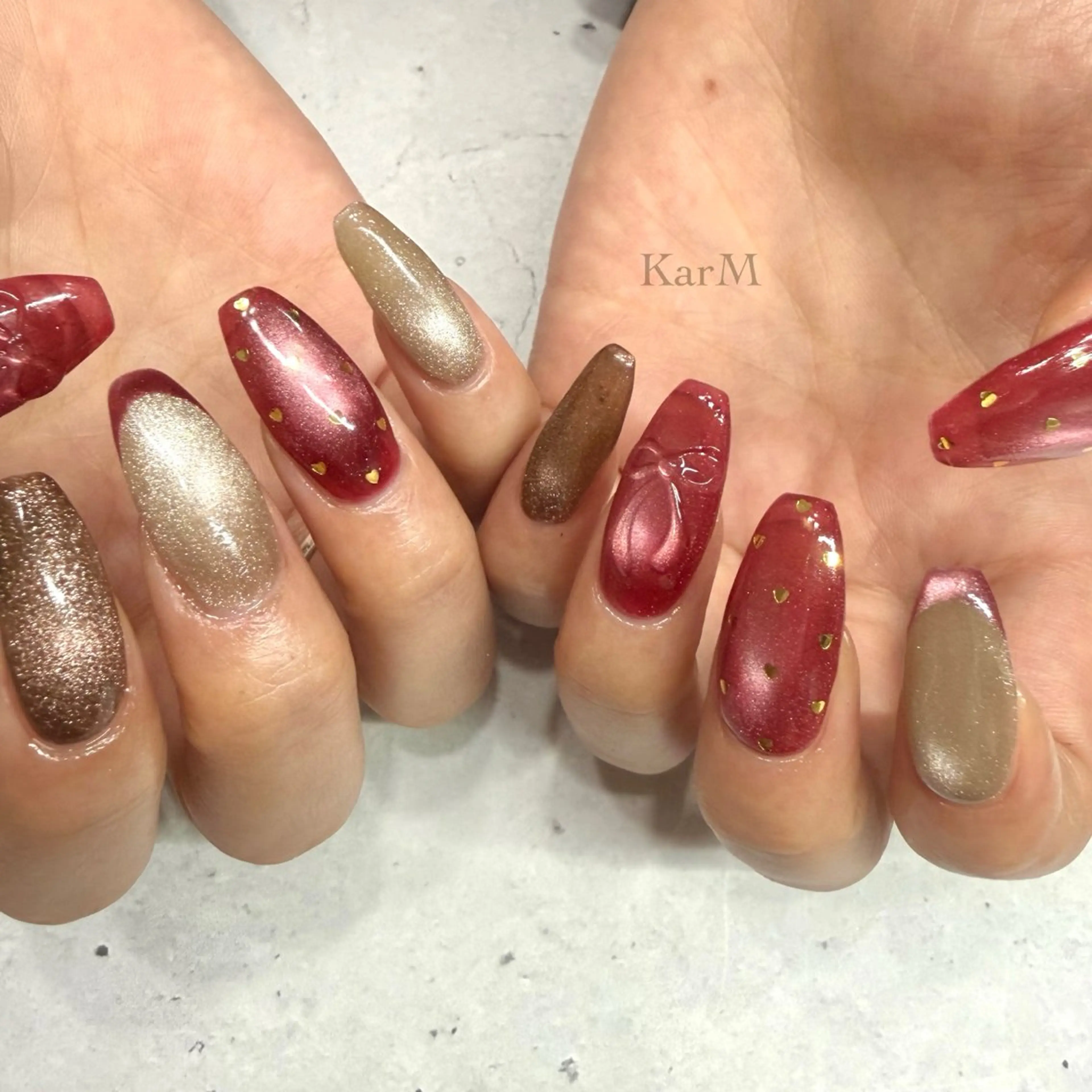 ネイル オーロラネイル チークネイル ドット フラッシュネイル フレンチネイル ハンドネイル ogino karinのネイルデザイン