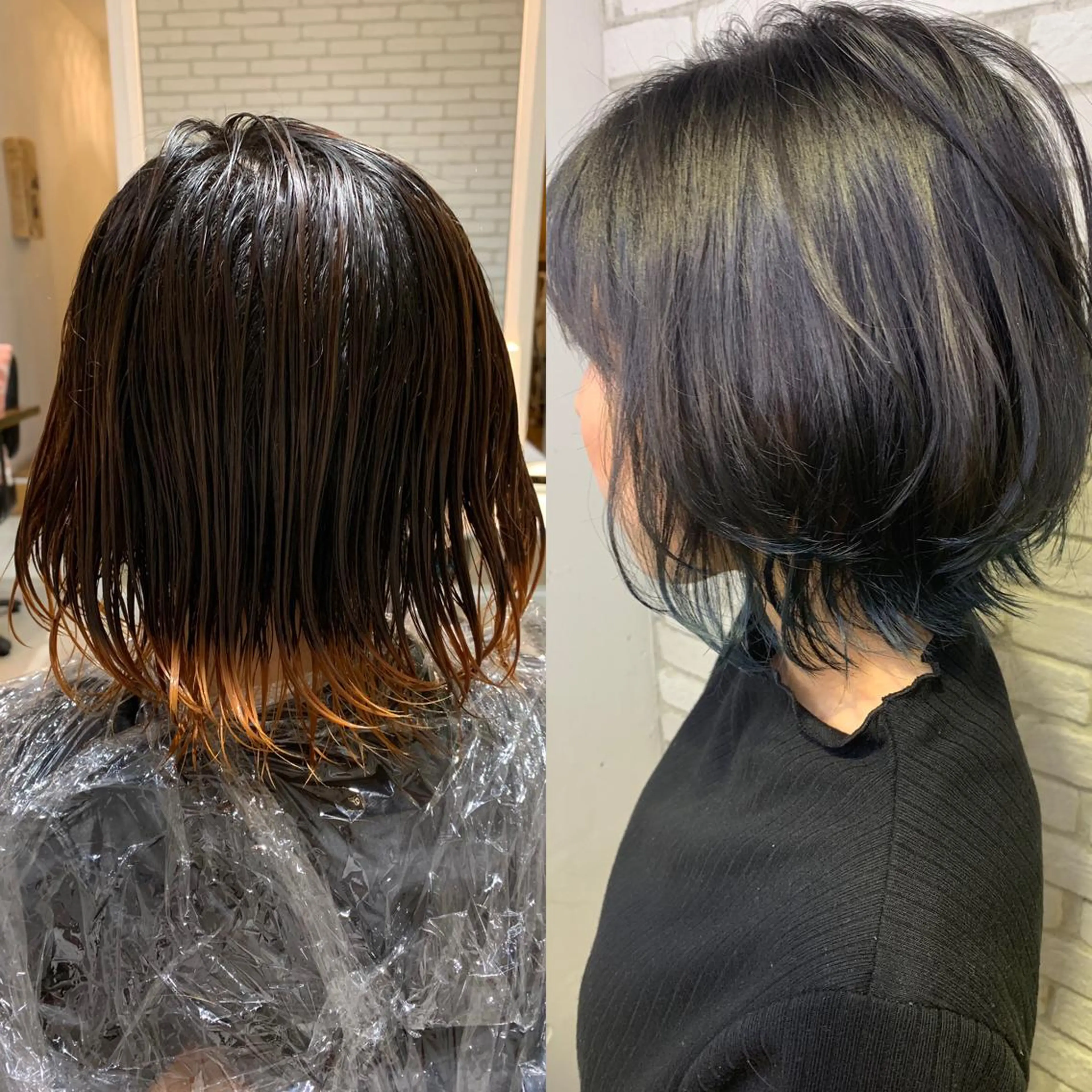 ミディアム カラー ヘアアレンジ 黒髪 ブルーカラー ブルーブラック 髪質改善/縮毛/新宿 🫧SUZUKA🫧のヘアスタイル