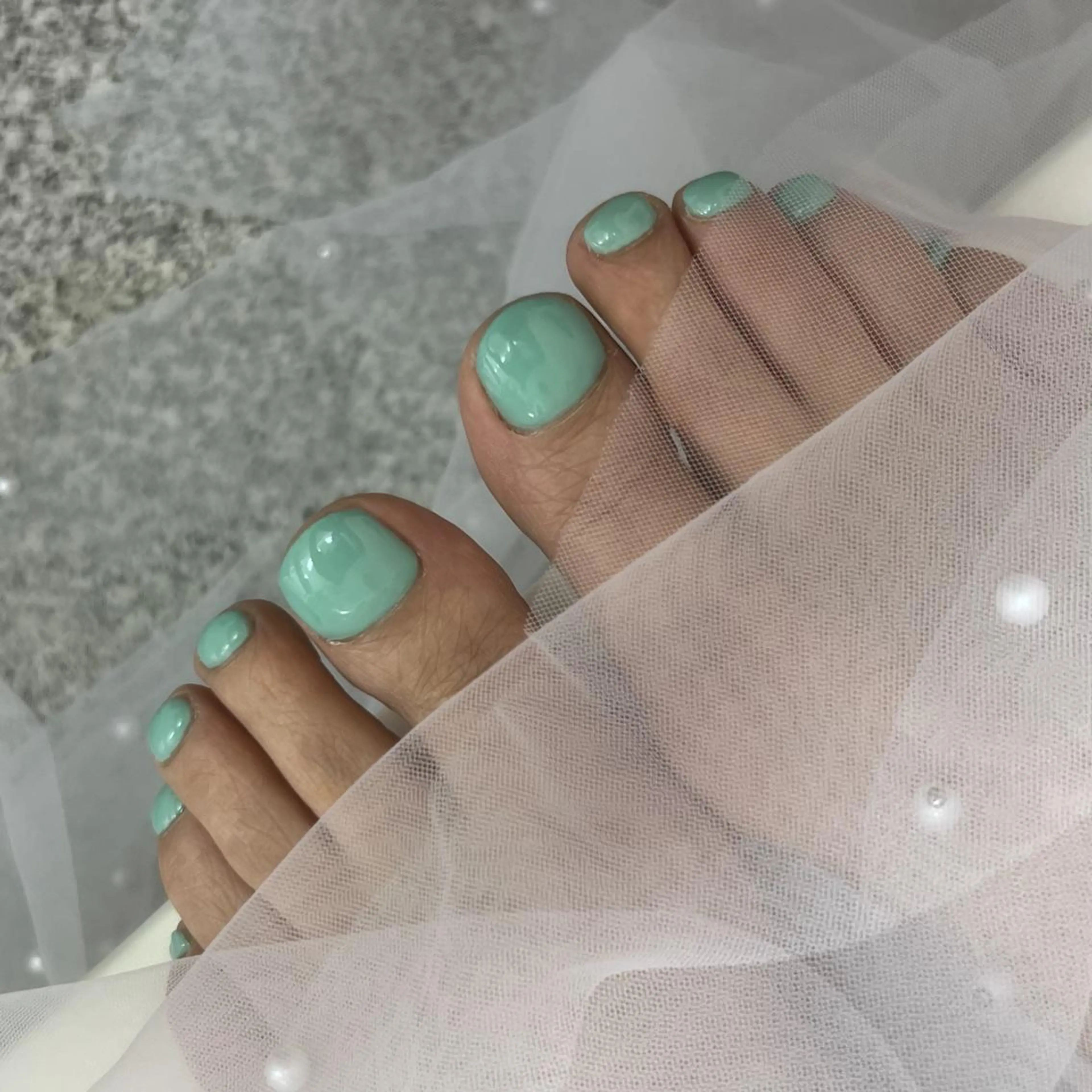 ネイル グリーン フットネイル Teasiameme 宮本のネイルデザイン